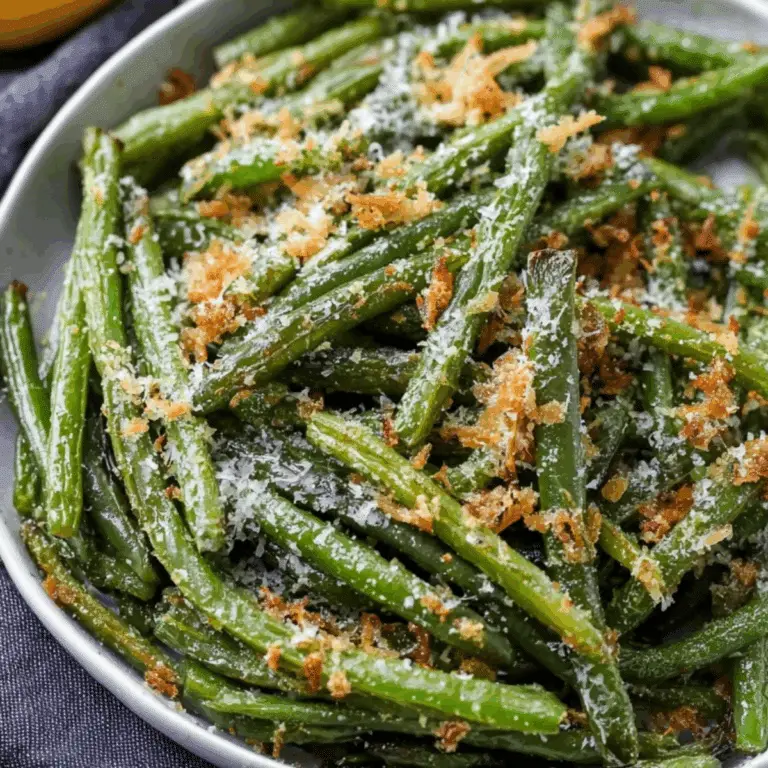 Crispy Garlic Parmesan Roasted Green Beans recipe