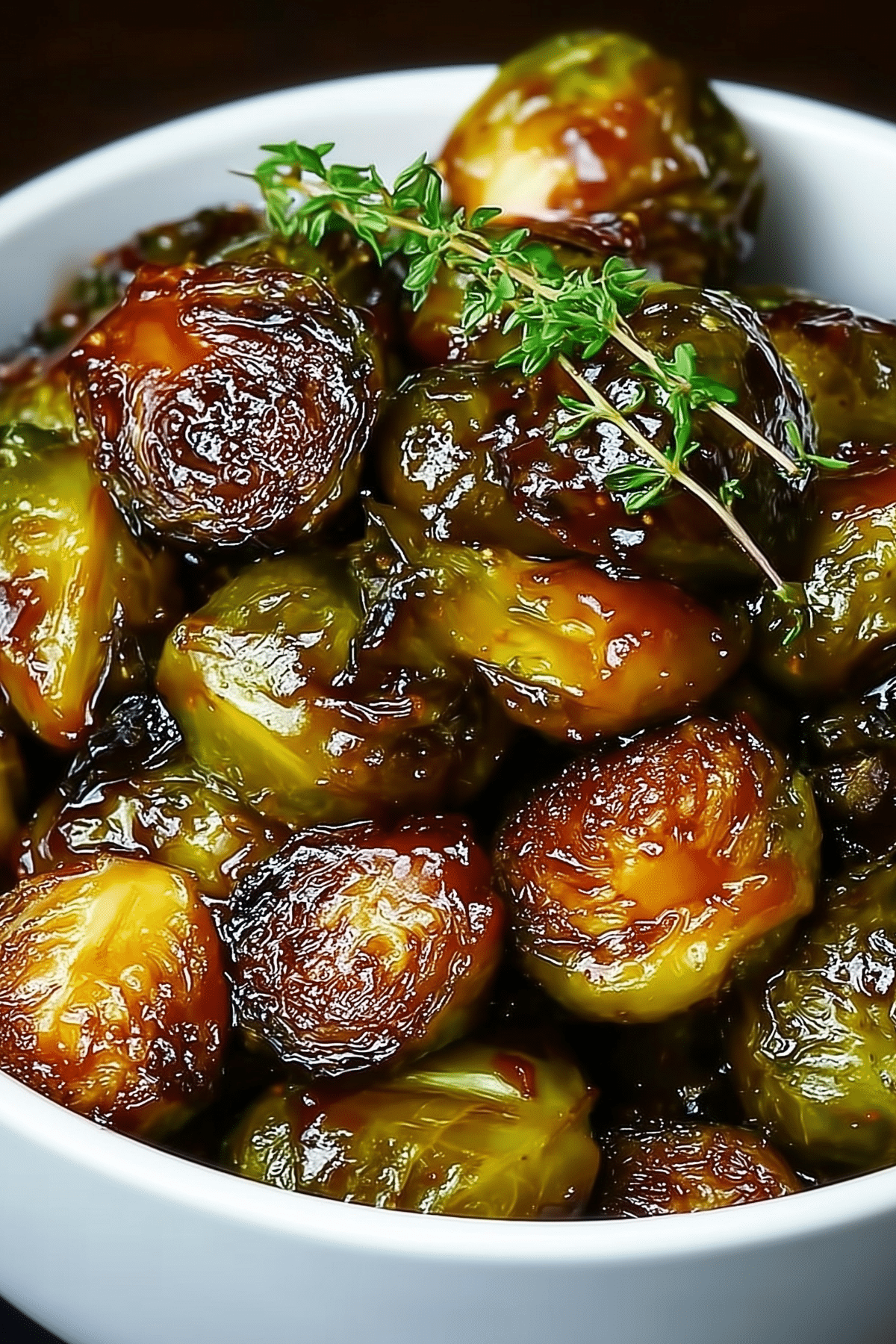 Crispy Honey Balsamic Brussels Sprouts with a sweet and tangy glaze