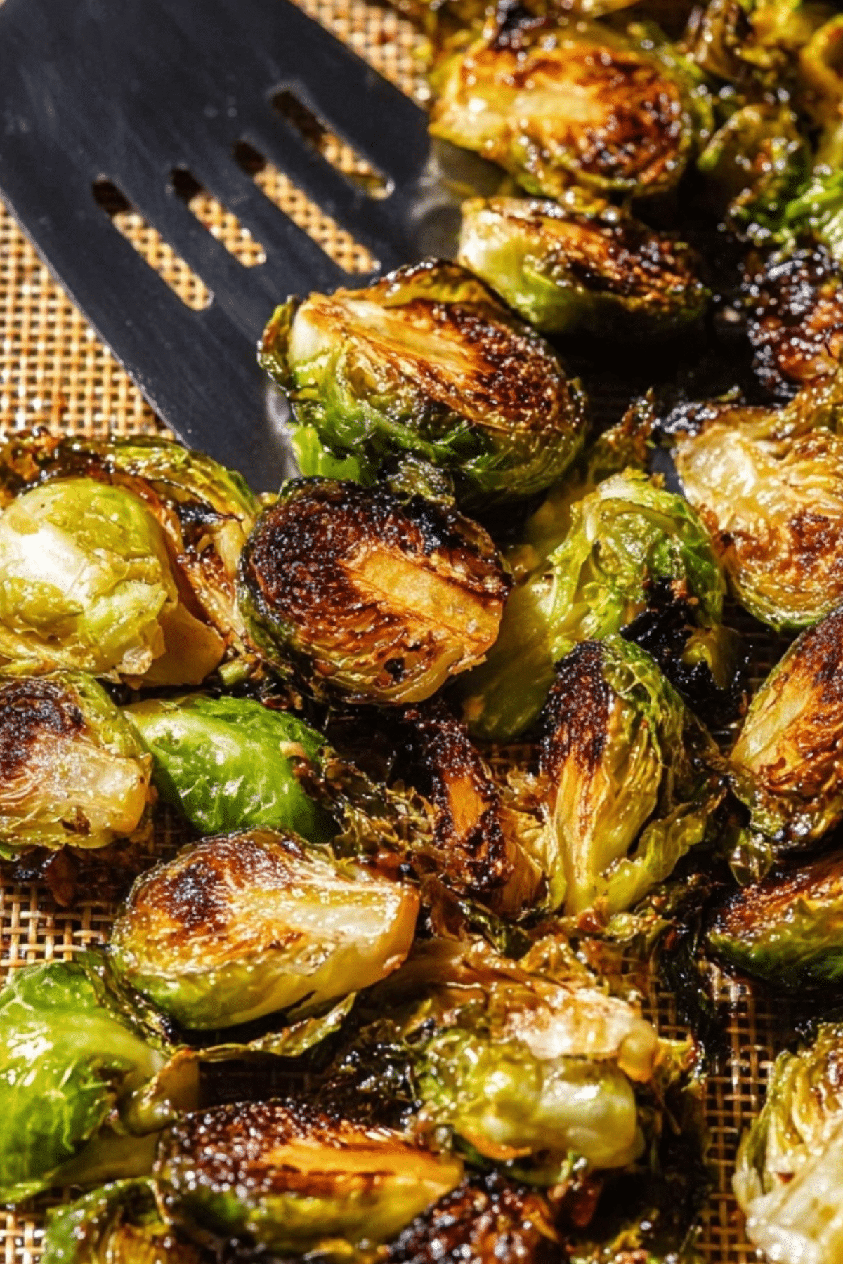 Crispy roasted Brussels sprouts fresh out of the oven