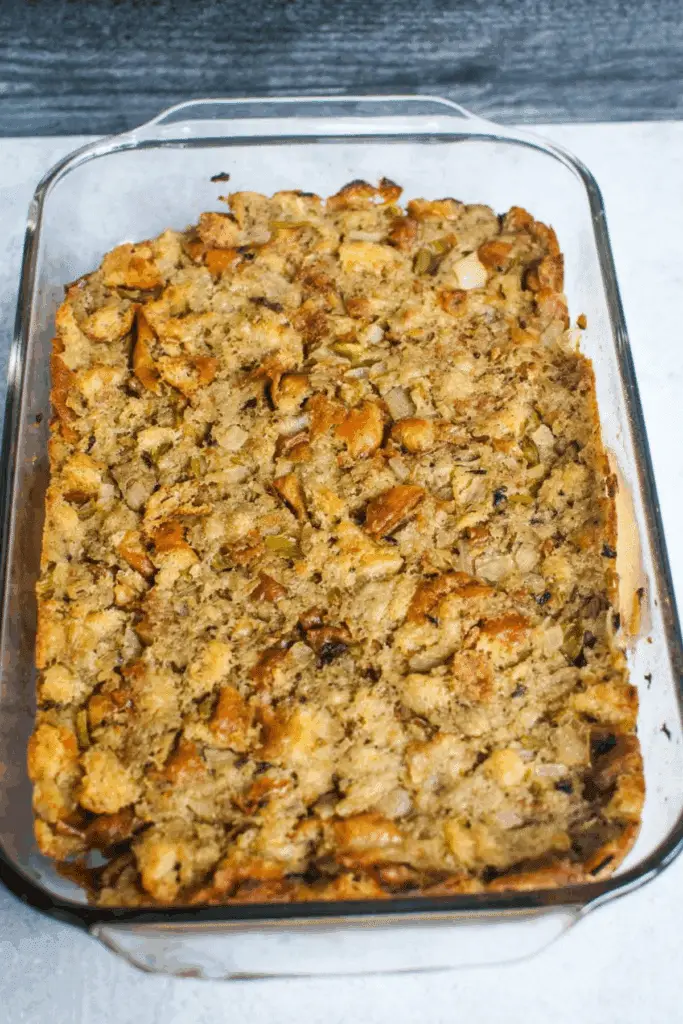 Grandma’s Thanksgiving Dressing served with turkey and gravy