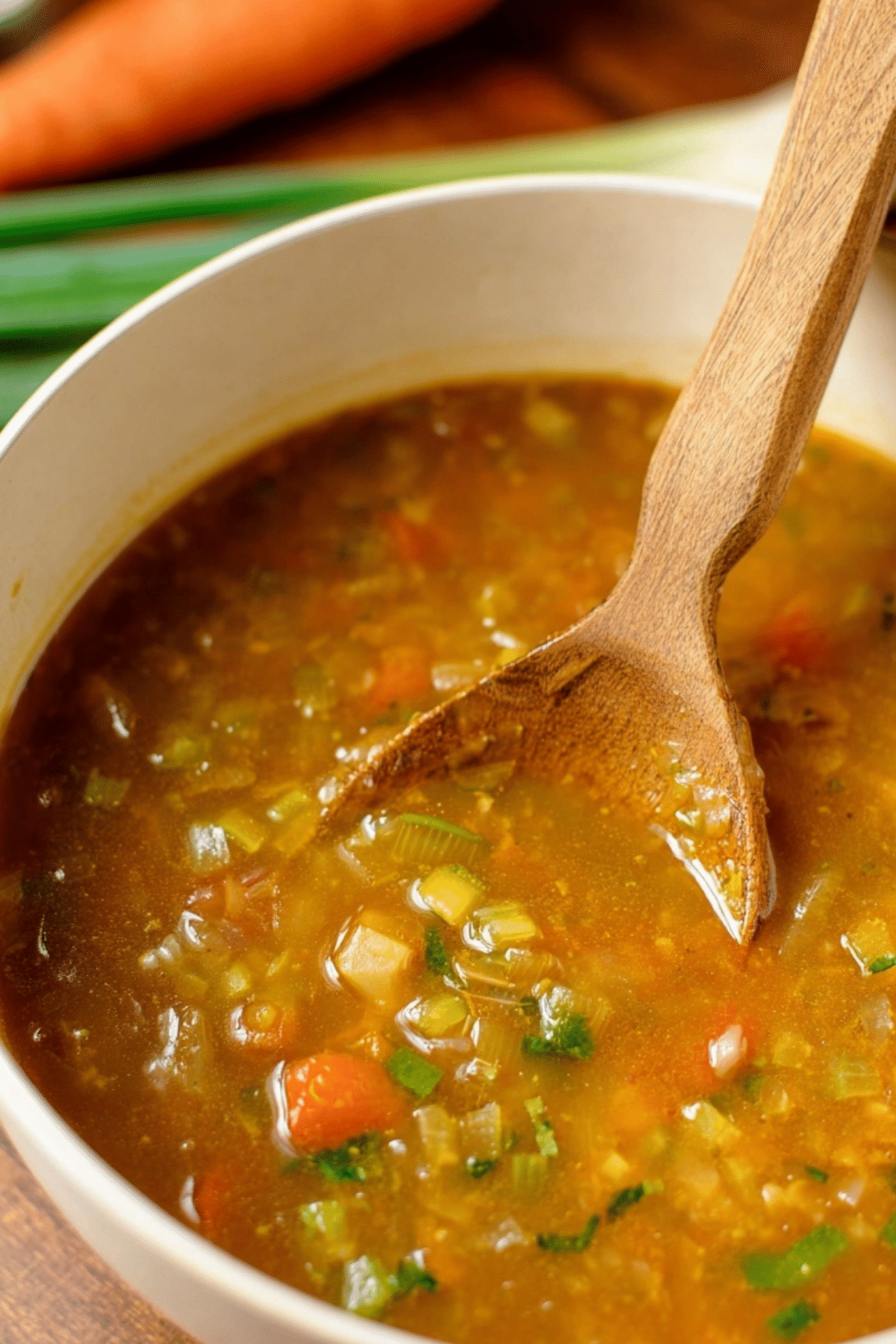Hearty vegetable soup recipe with potatoes, leeks, and fresh herbs