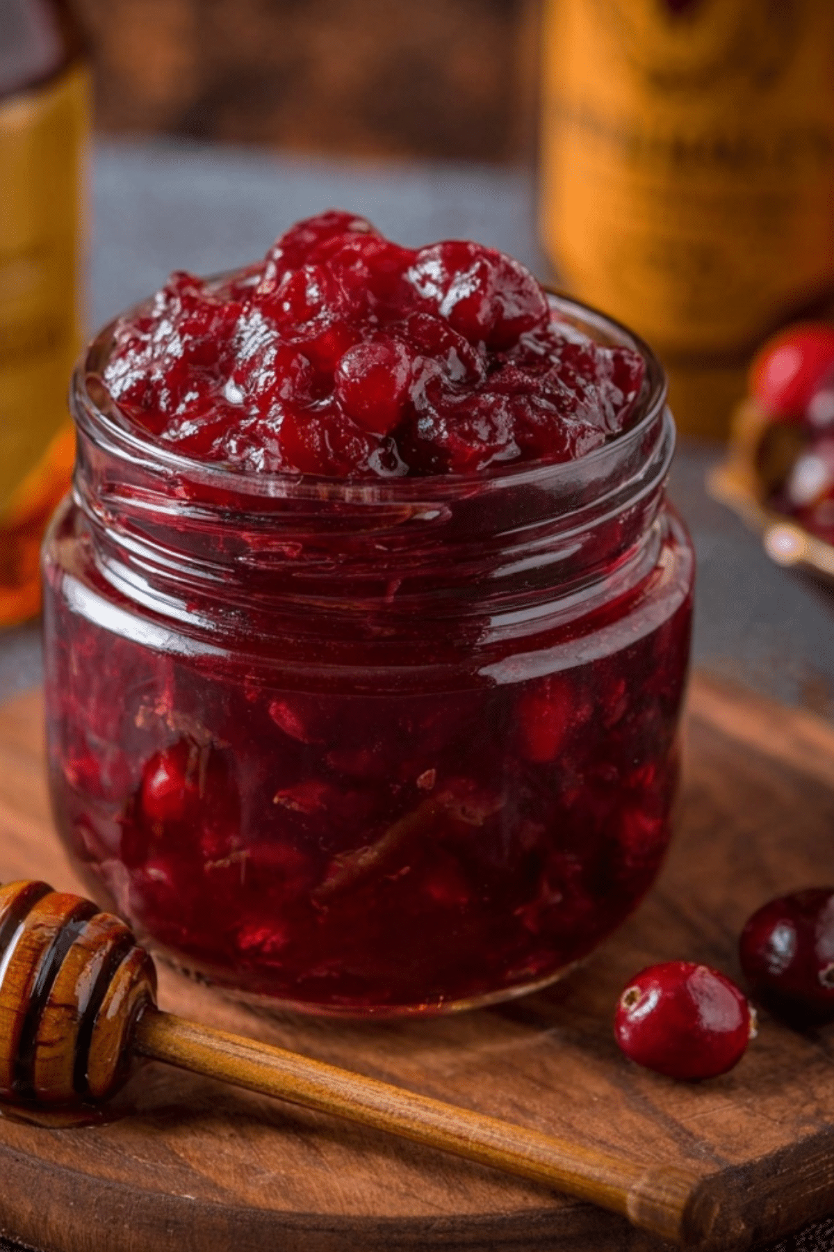 Honey Bourbon Cranberry Sauce served in a bowl