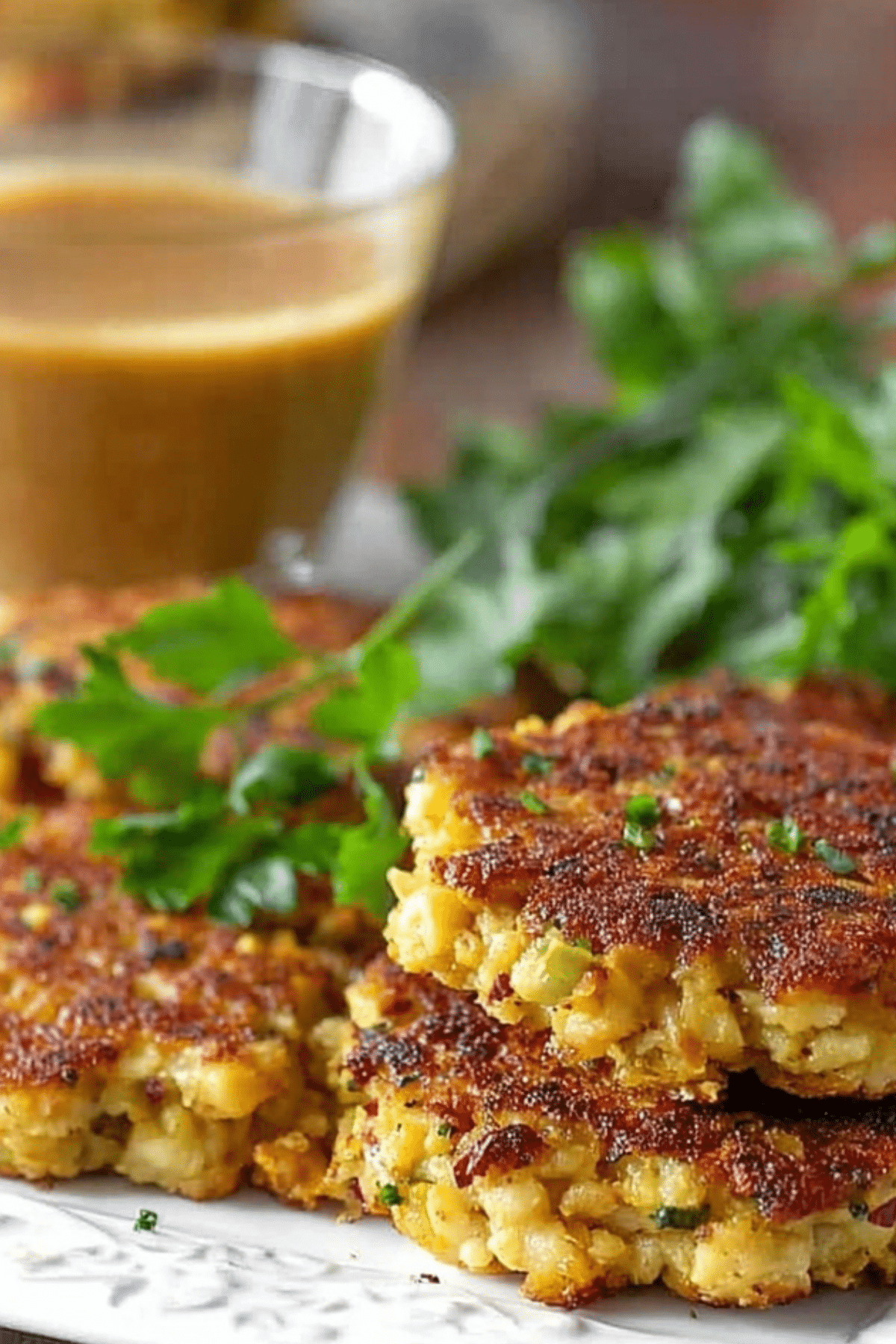 Leftover Stuffing Cakes with turkey gravy