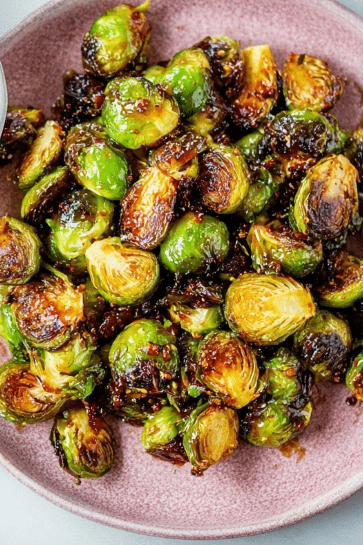 Maple Soy Glazed Brussel Sprouts with crispy texture and flavorful glaze