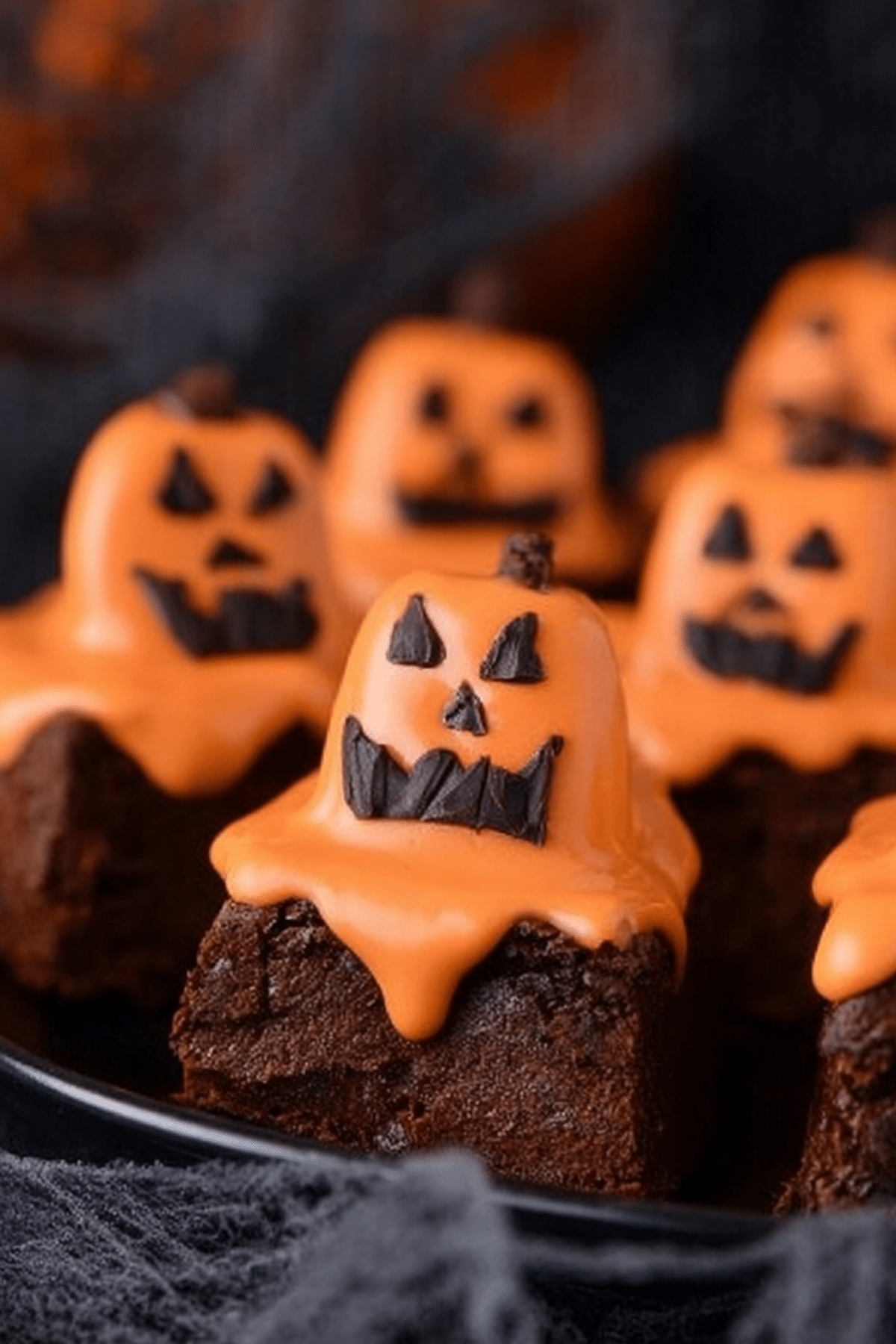 Melted Jack O' Lantern Brownies Halloween dessert