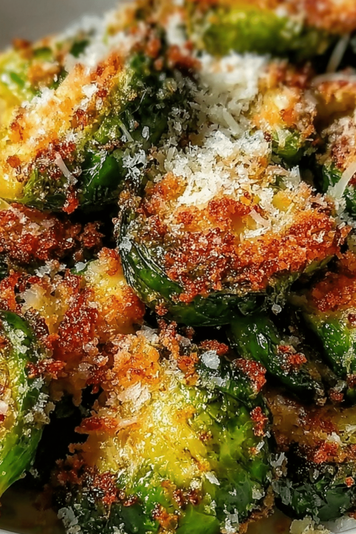 Crispy Parmesan Brussels Sprouts with golden crust and fresh herbs
