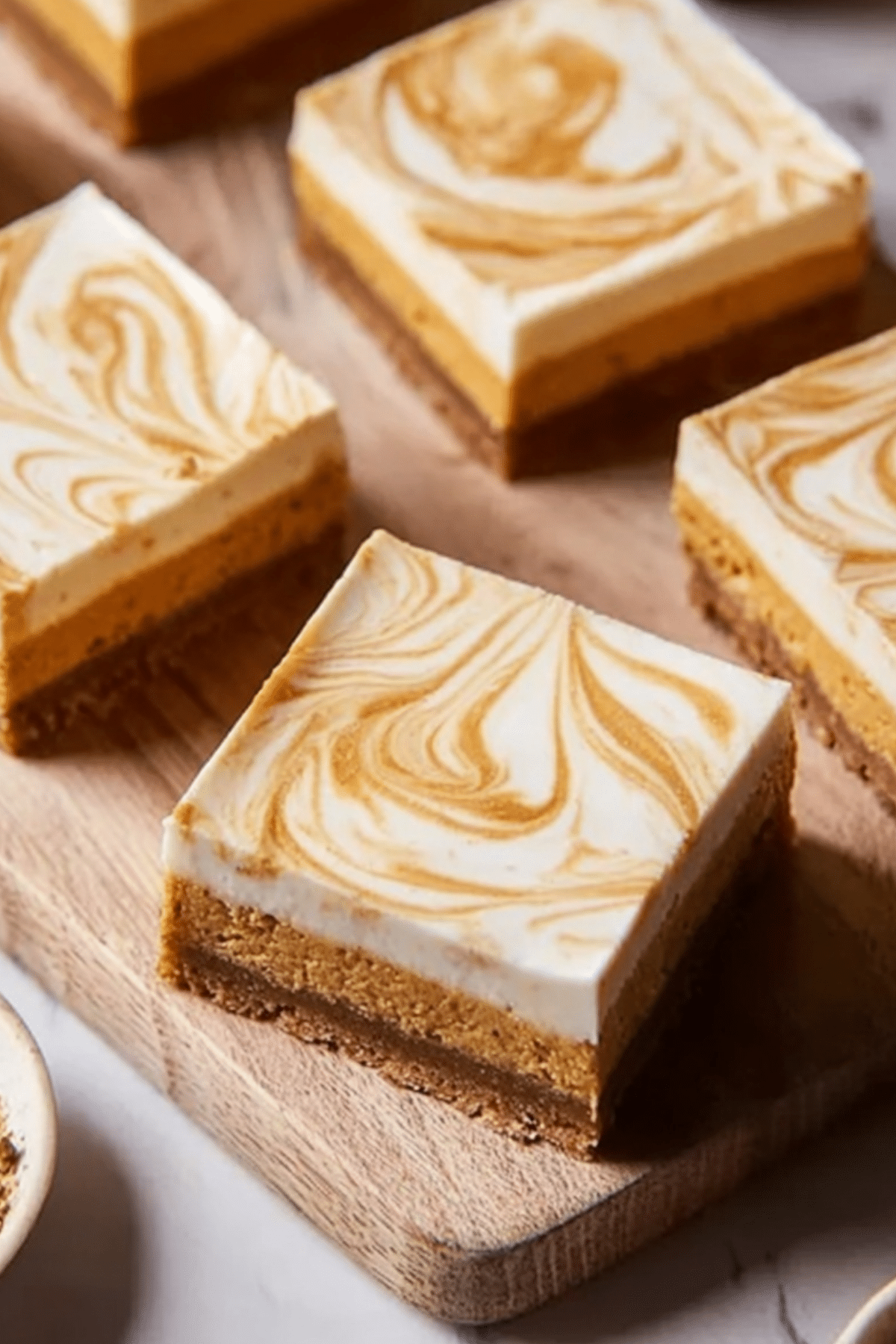 Pumpkin Spice Cheesecake Bars with spiced cheesecake filling and graham cracker crust