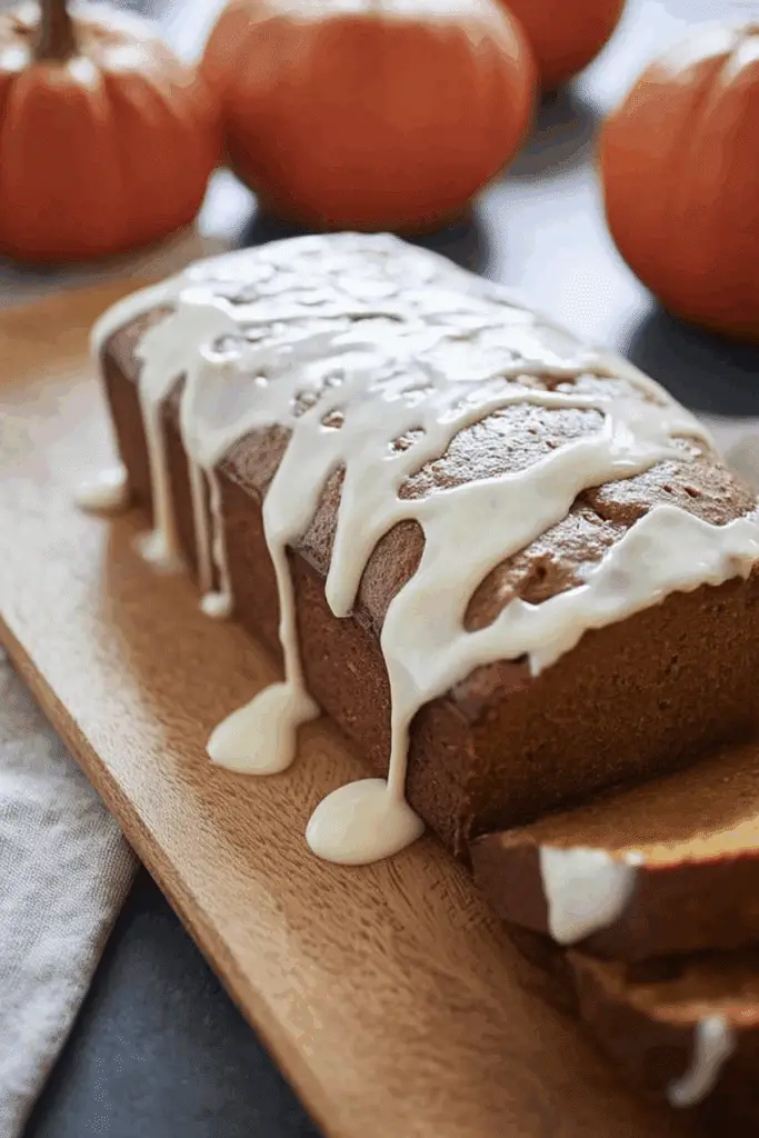 Sourdough discard pumpkin bread with glaze