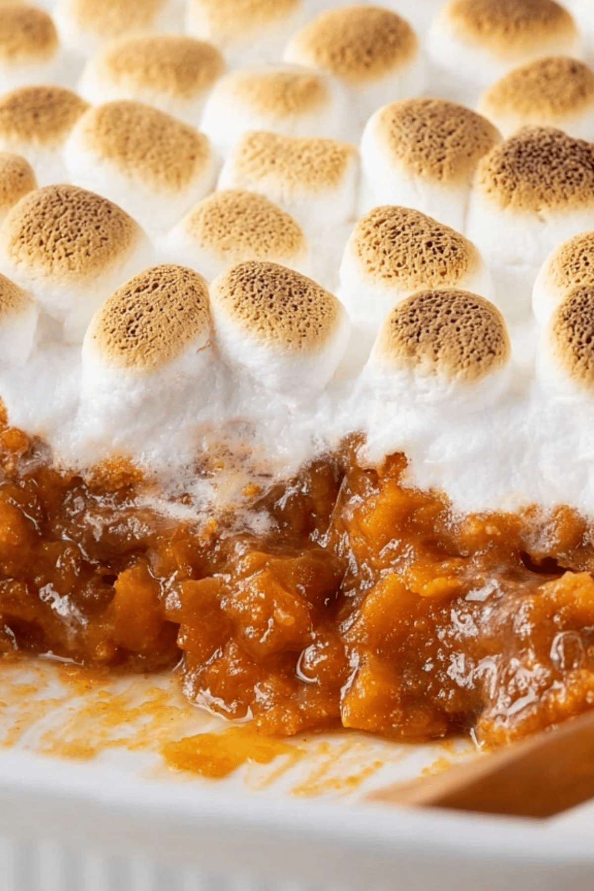 Sweet Potato Casserole with Marshmallows baked golden brown