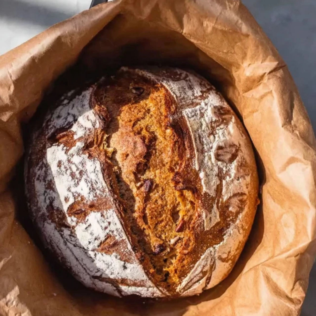 Sweet Sourdough Pumpkin Bread With Cinnamon and Pecans