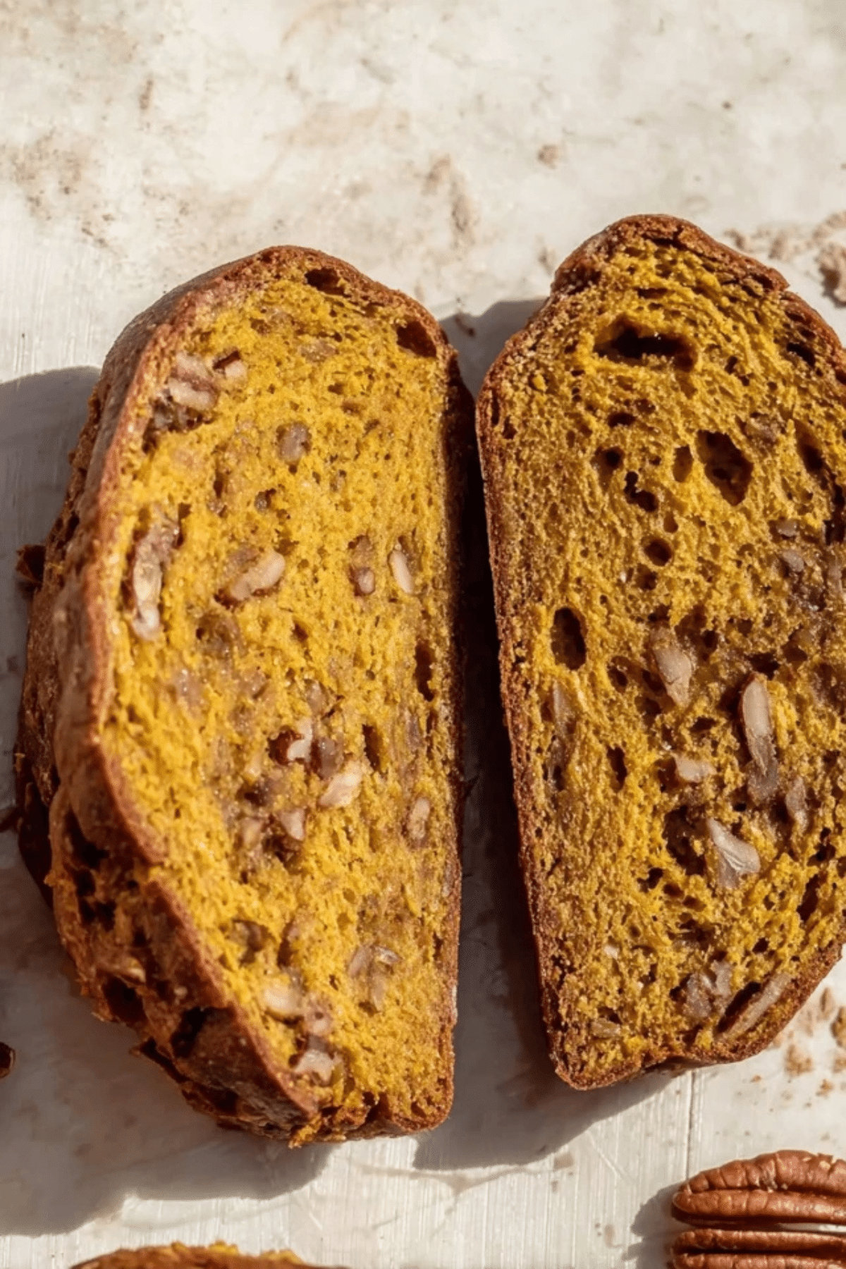 Sweet Sourdough Pumpkin Bread With Cinnamon and Pecans