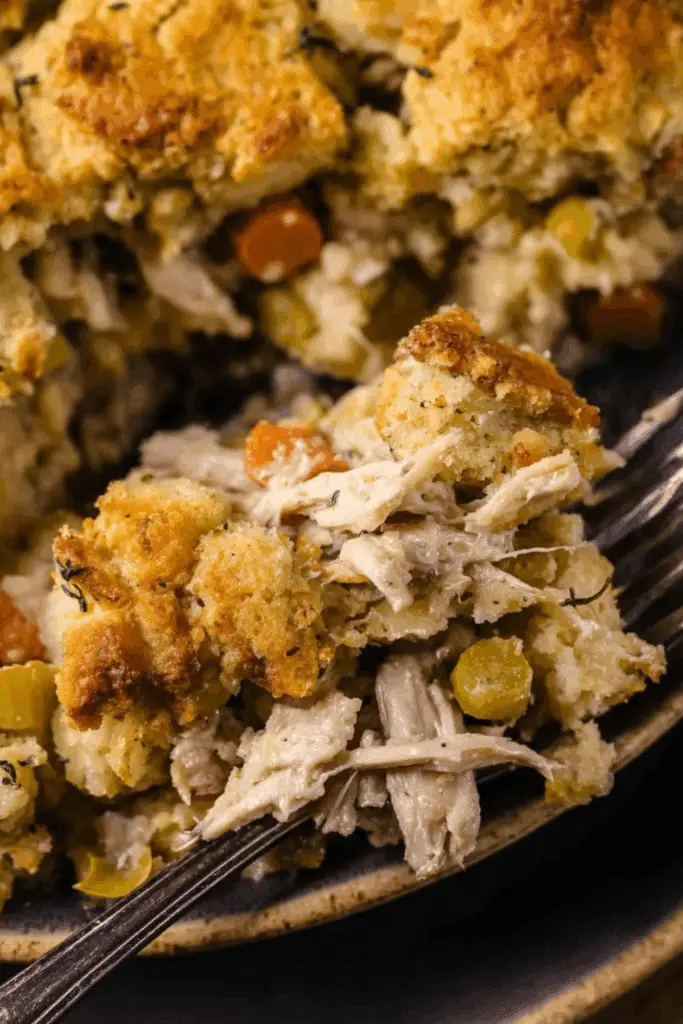 Turkey Pot Pie with Stuffing Crust on a plate