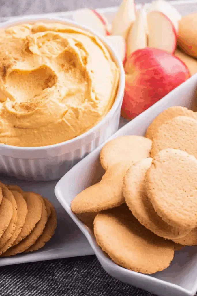 Whipped Pumpkin Dip served with Nilla wafers and apples