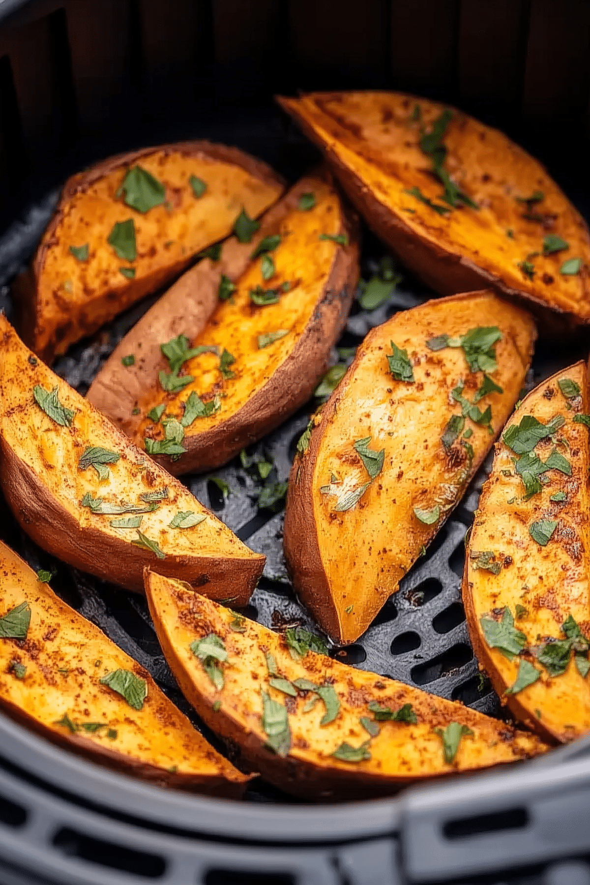 Crispy air fryer sweet potatoes with paprika seasoning