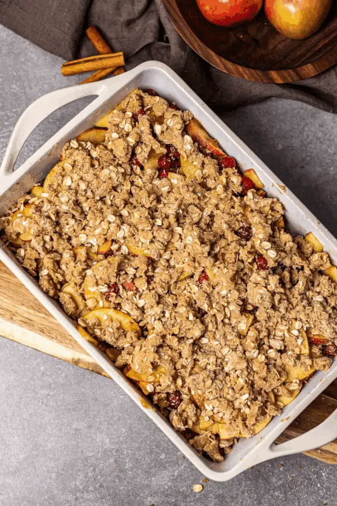 Apple Cranberry Crisp with a buttery oat topping
