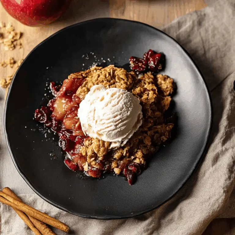Apple Cranberry Crisp with a buttery oat topping