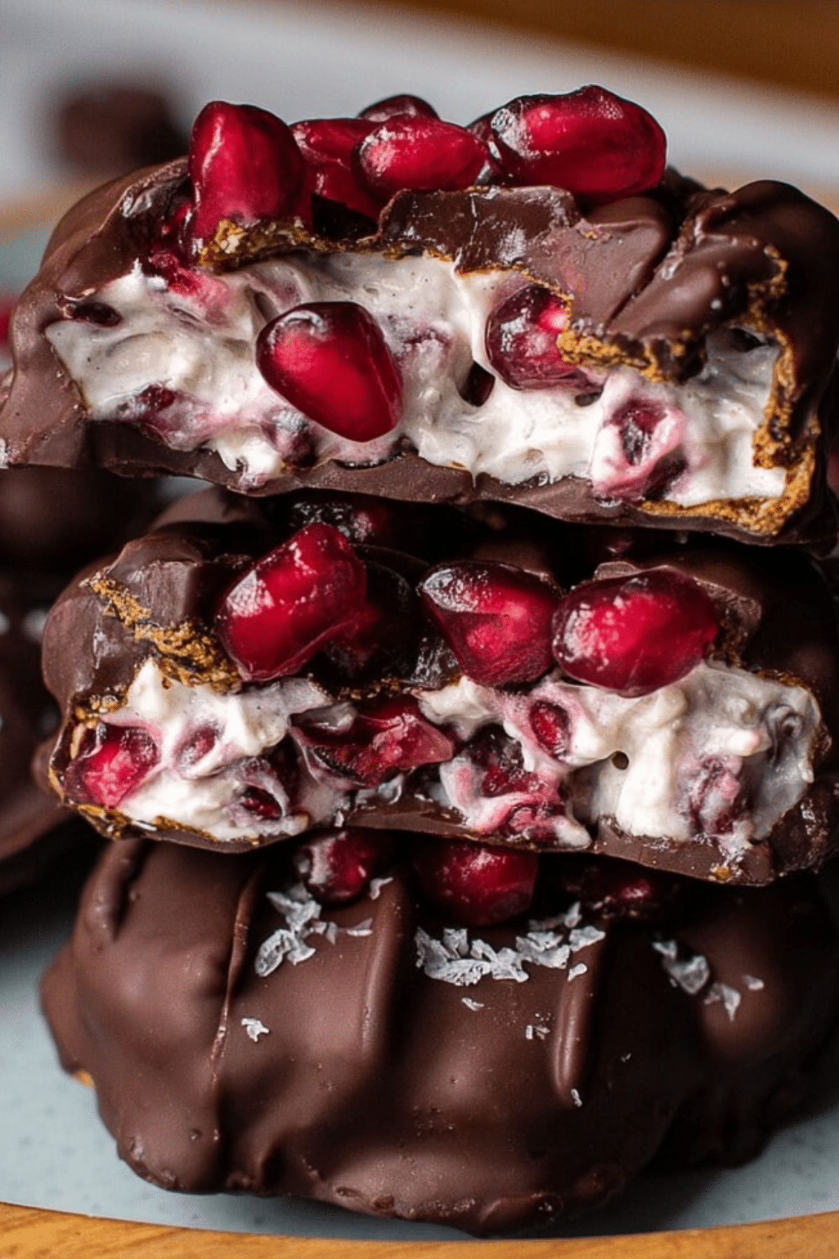 Chocolate Covered Pomegranate Yogurt Clusters recipe