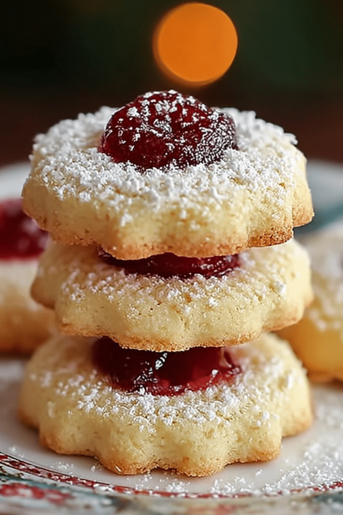 Christmas Maraschino Cherry Shortbread Cookies Delight on a festive plate