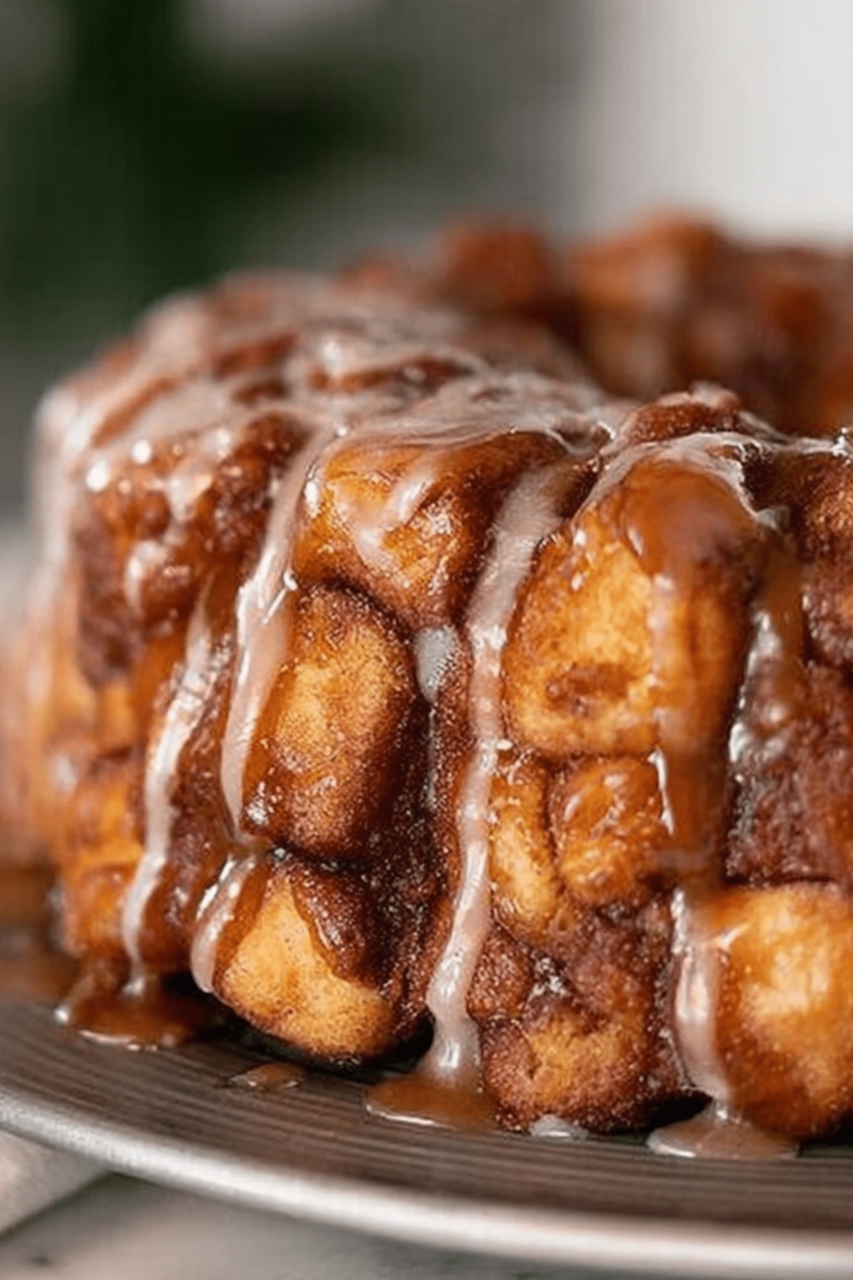 Cinnamon Roll Monkey Bread recipe with gooey cinnamon glaze