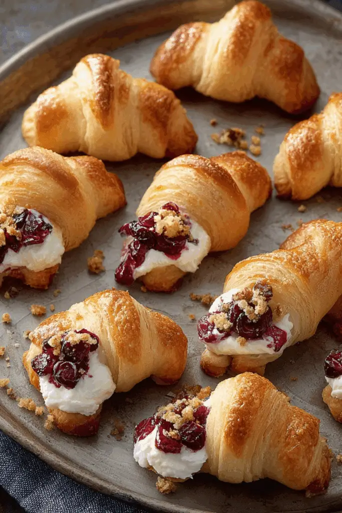 Cranberry Cream Cheese Crescent Bites served on a platter