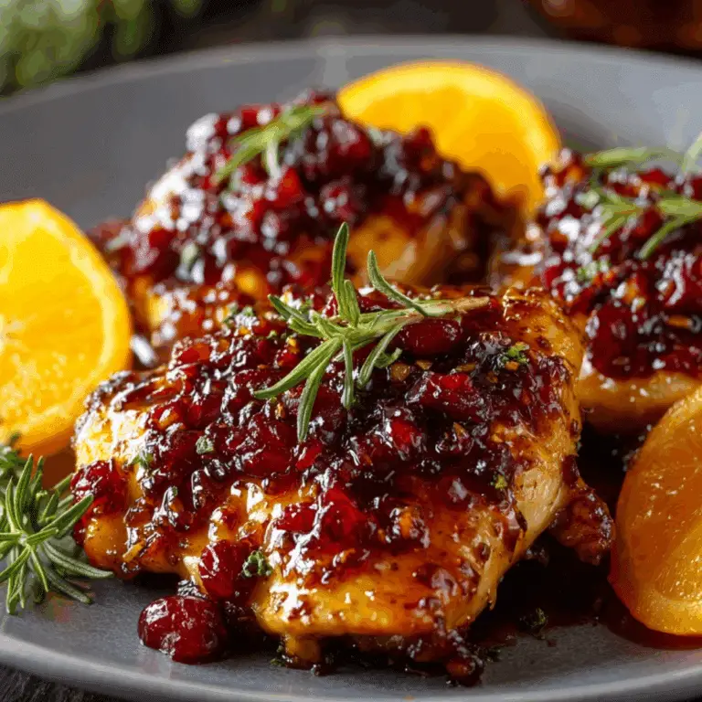 Cranberry Orange Glazed Chicken with sticky cranberry glaze
