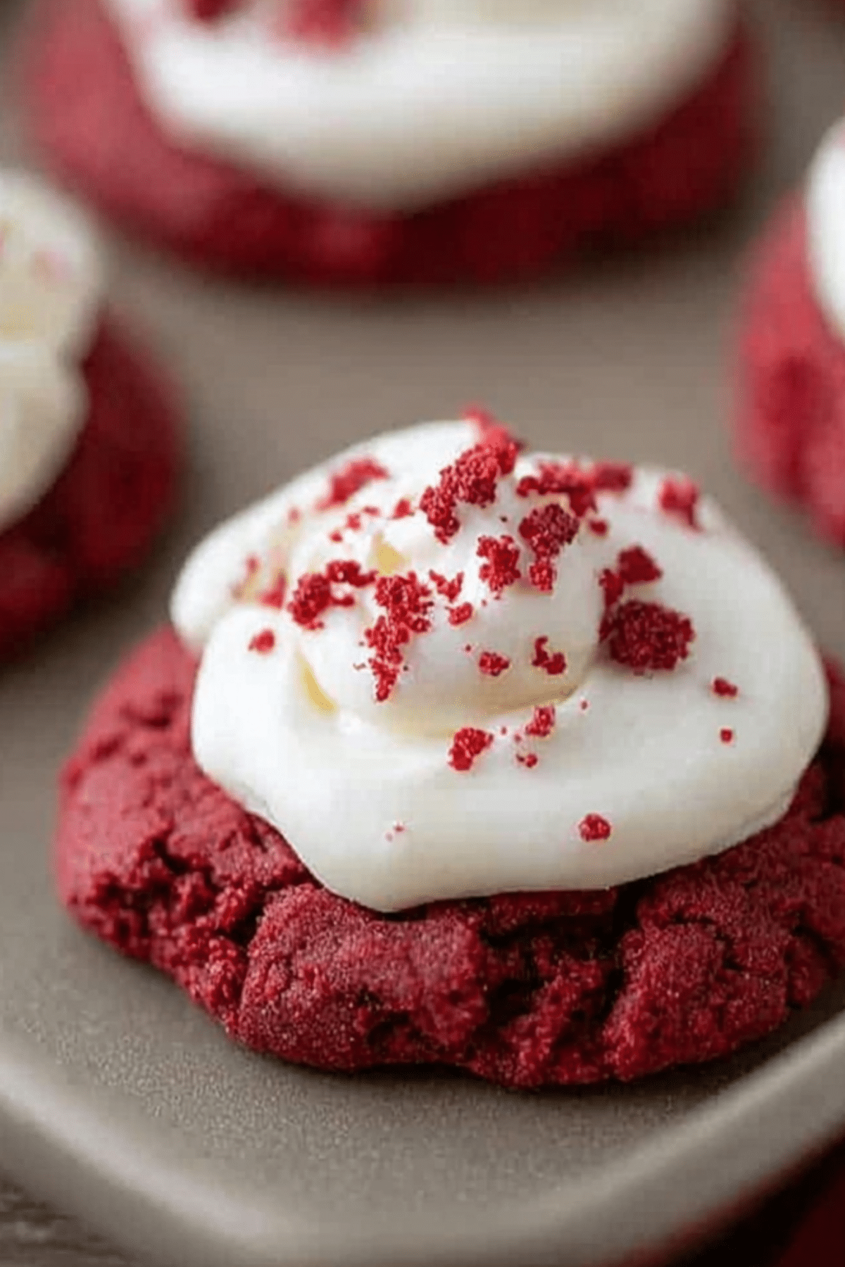 Crumbl Red Velvet Cupcake Cookies with creamy frosting