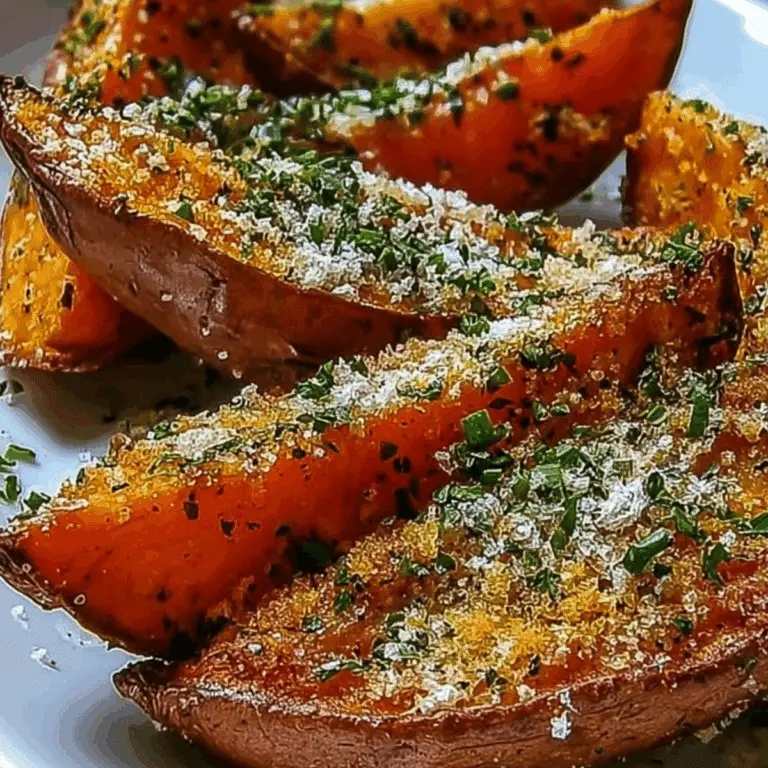 Garlic Parmesan Sweet Potato Wedges - Crispy and Delicious Recipe