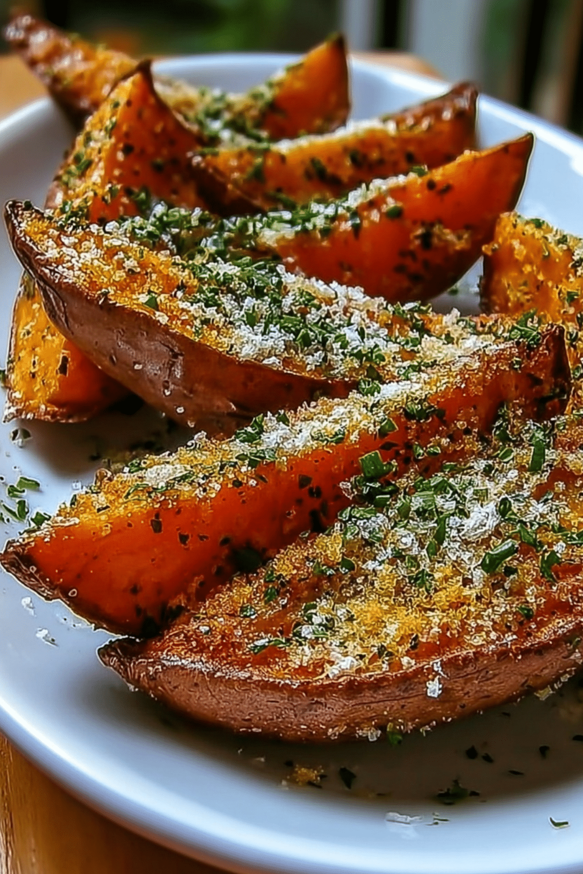 Garlic Parmesan Sweet Potato Wedges - Crispy and Delicious Recipe