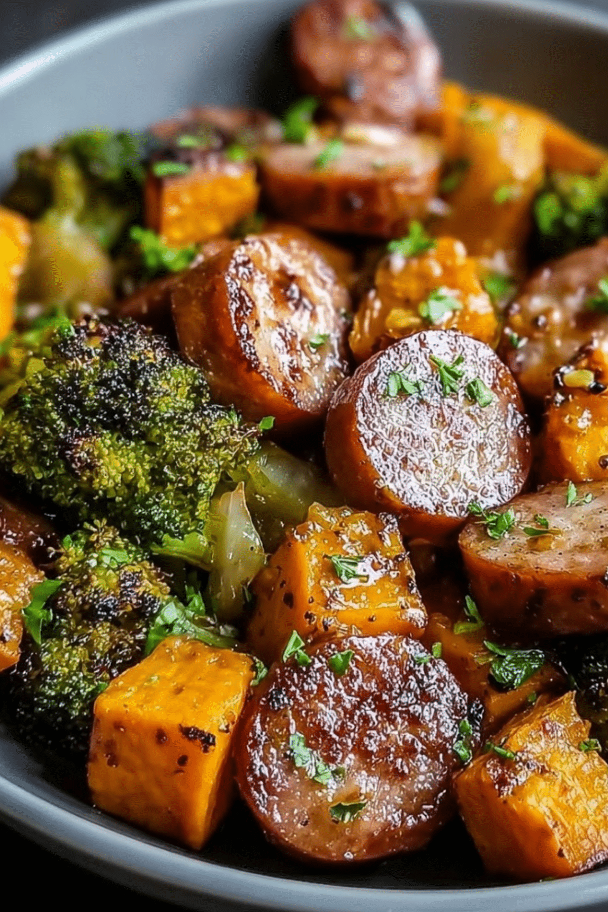 Honey Garlic Sausage Sweet Potatoes recipe, sweet potatoes with sausage