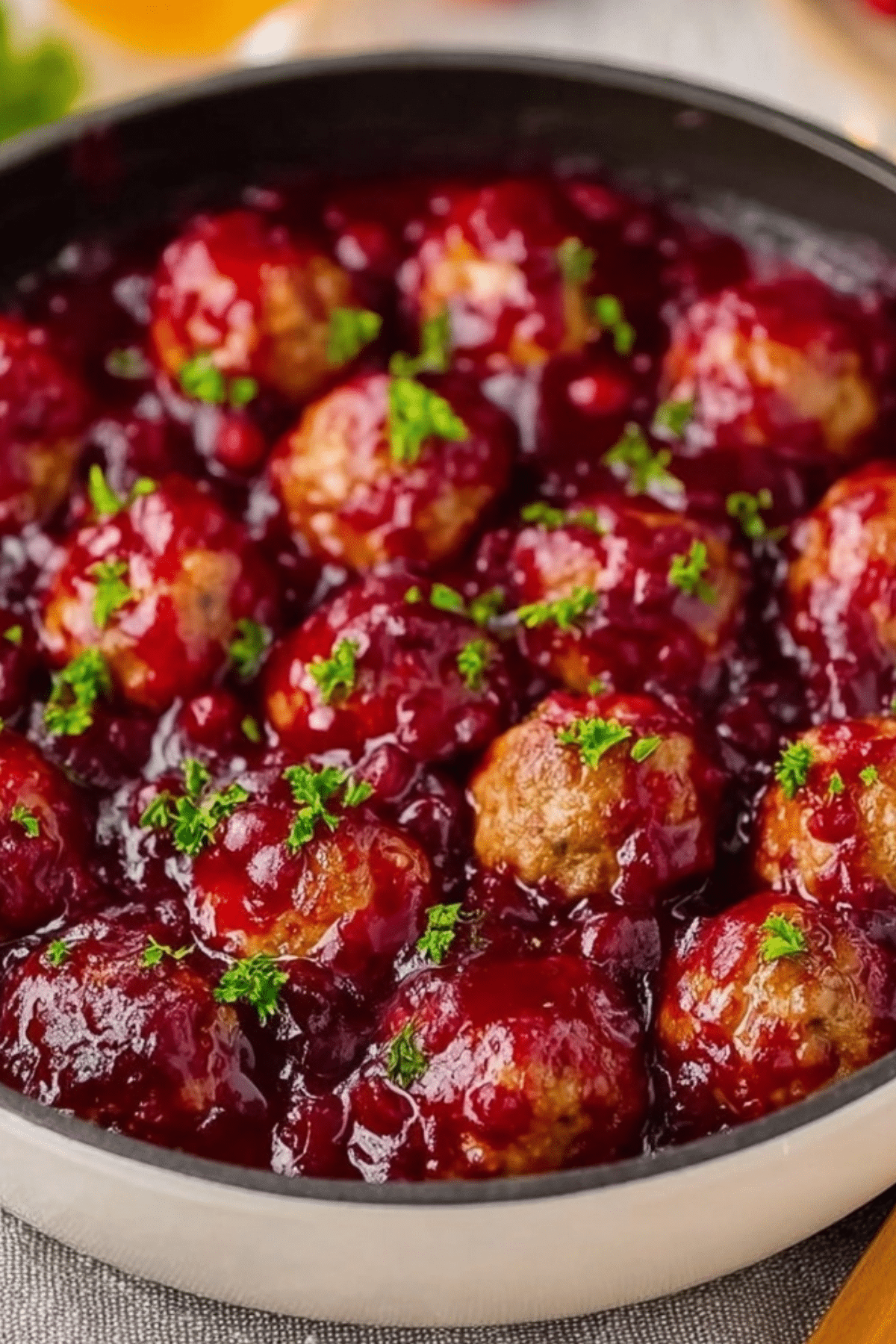 Quick Cranberry Meatballs served on a platter for a festive holiday appetizer