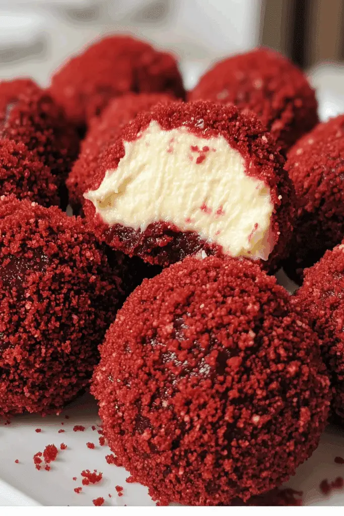 Red Velvet Cheesecake Bites with creamy cheesecake filling