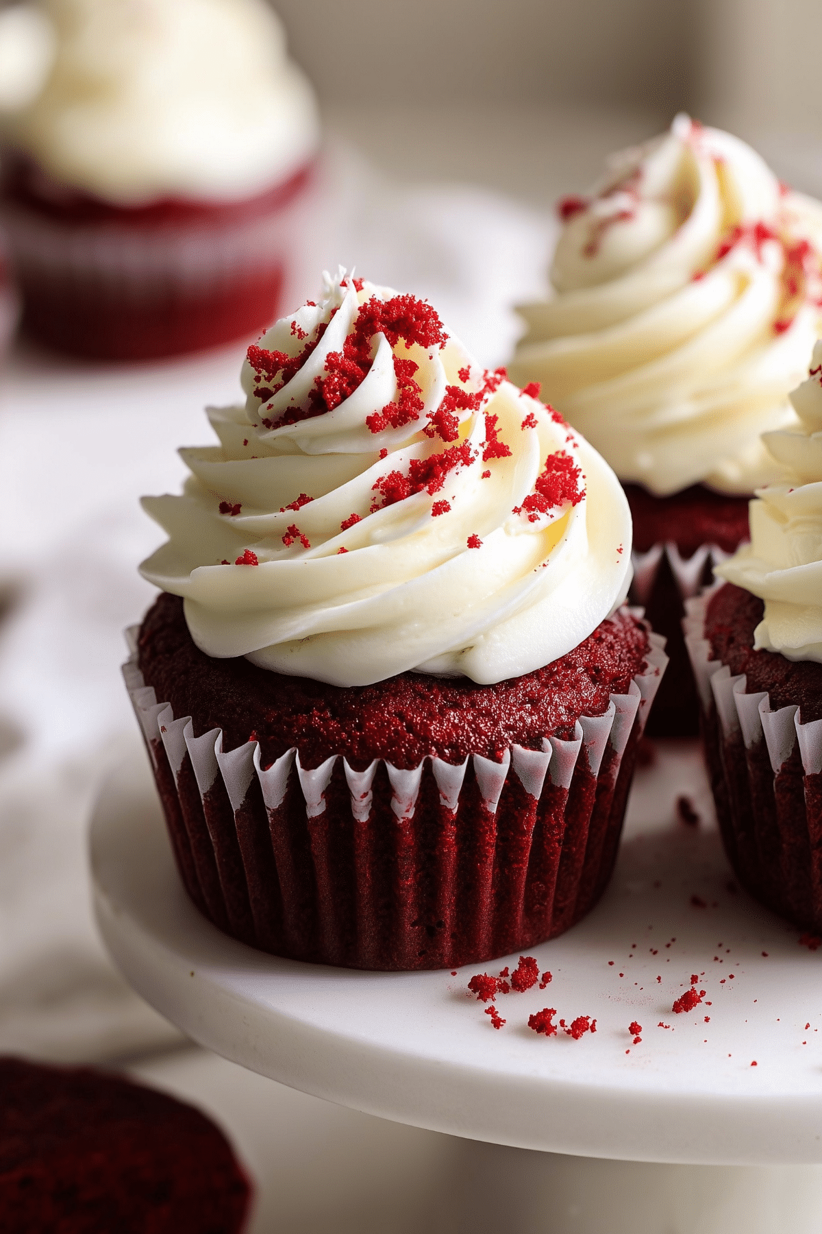 Delicious homemade red velvet cupcakes with cream cheese frosting