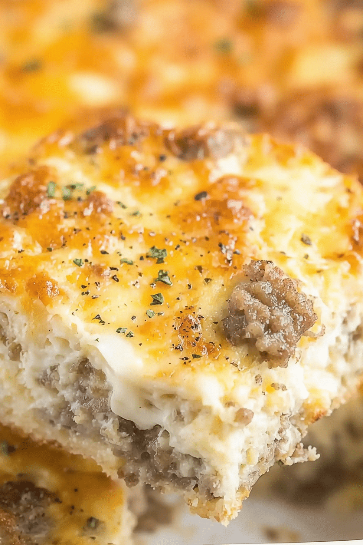 Biscuits and Gravy Breakfast Casserole fresh out of the oven