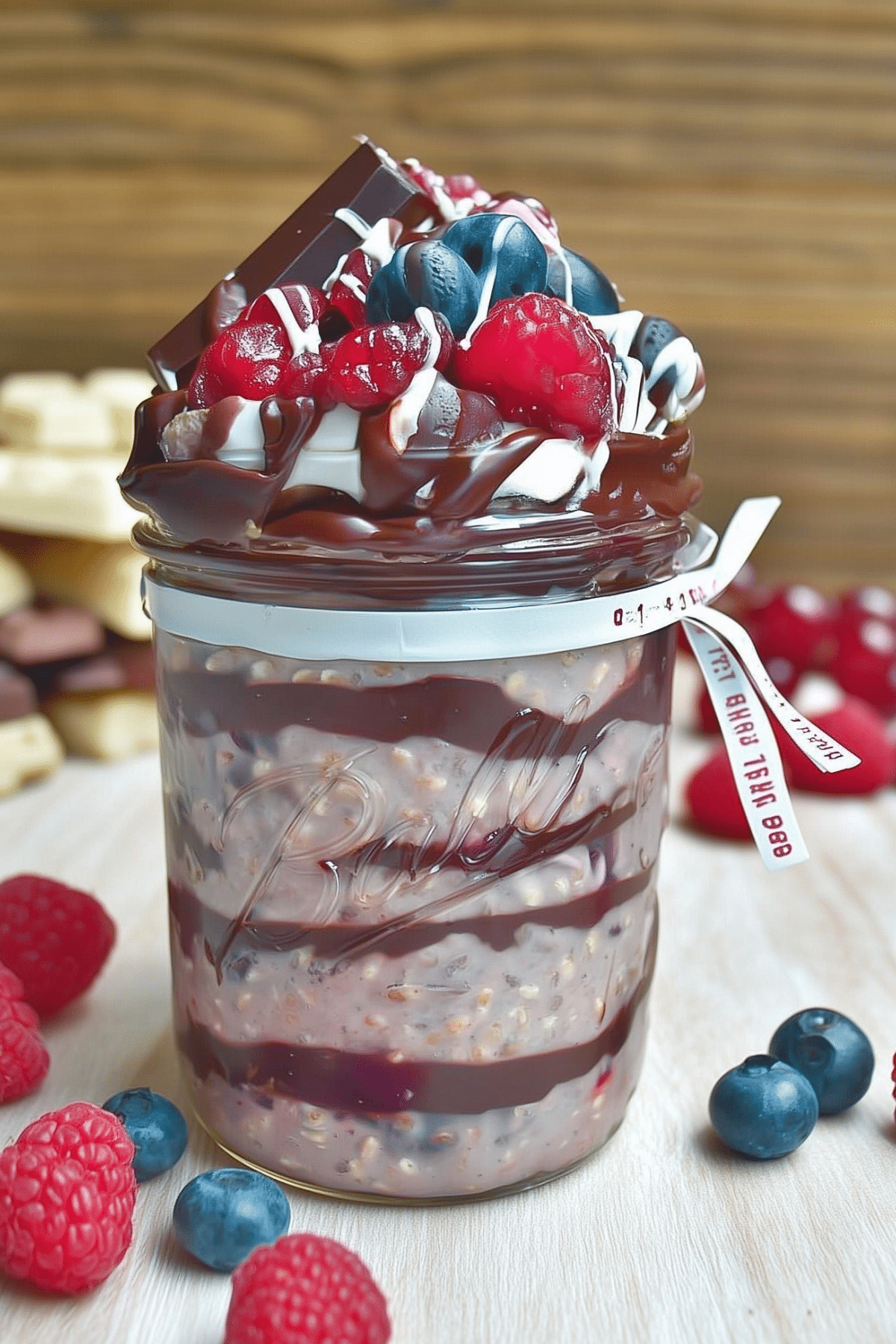 Brownie Batter Overnight Oats with cocoa and chia seeds