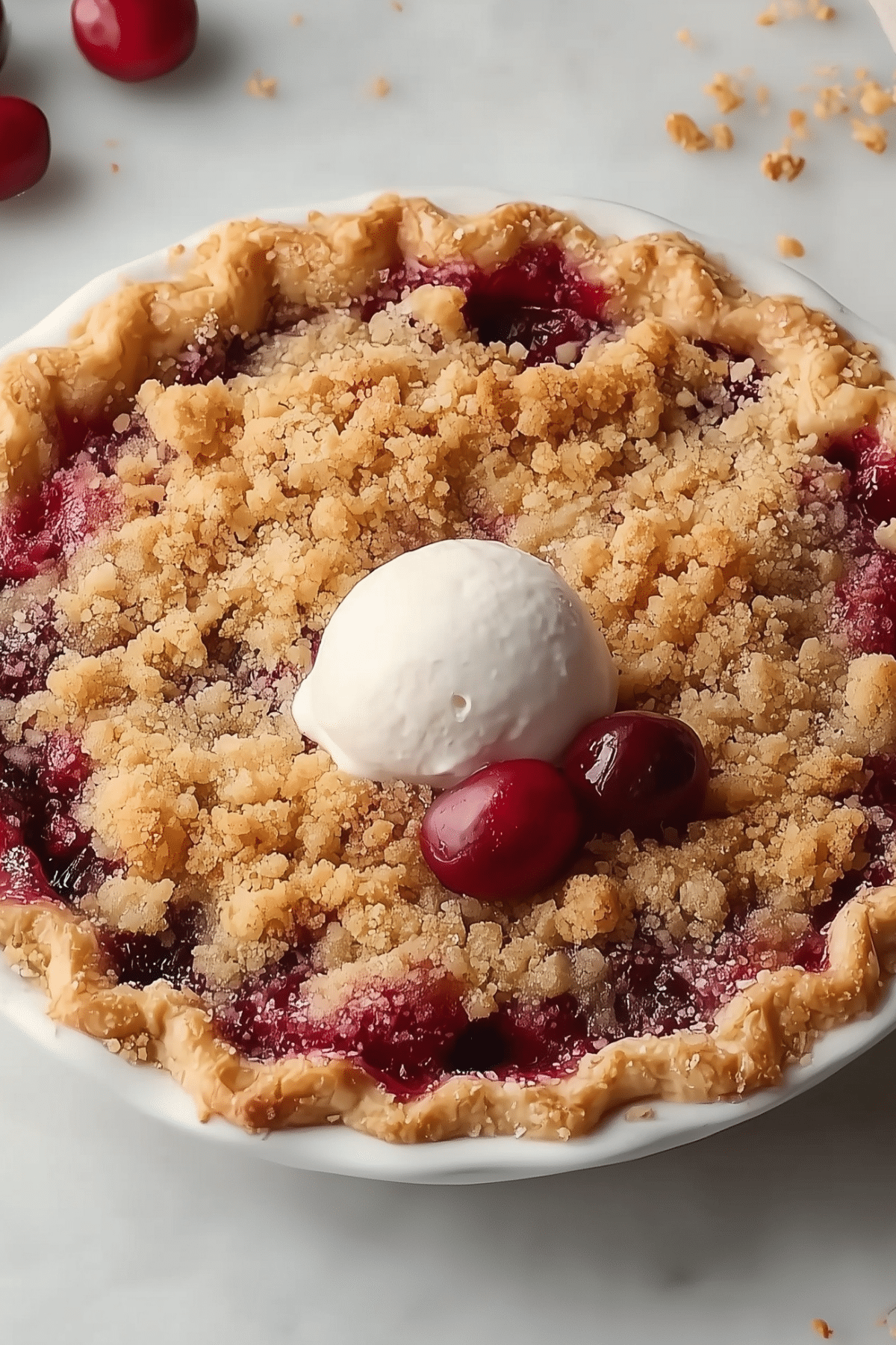 Cherry Crumb Pie with a buttery crumble topping