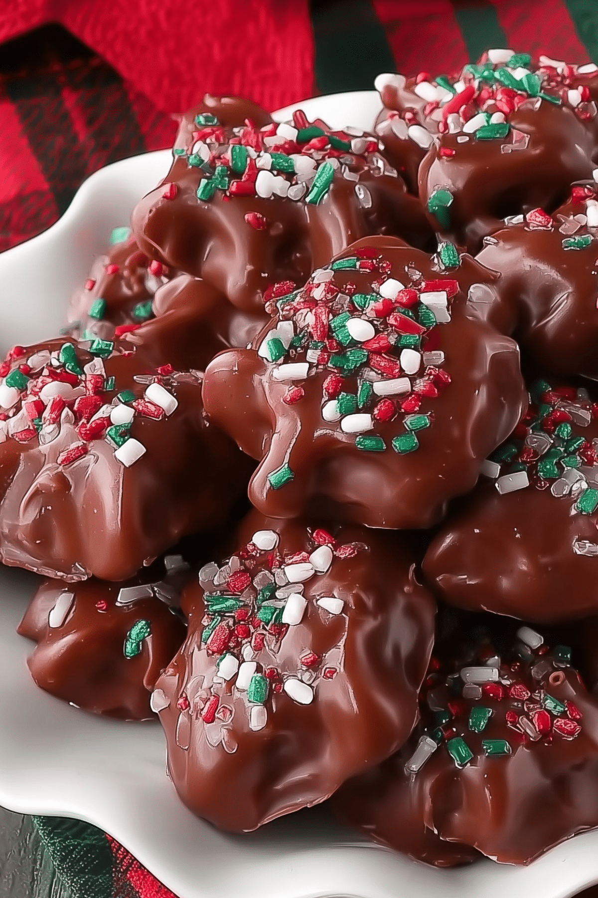 Christmas Crock Pot Candy recipe with chocolate, peanuts, and peanut butter