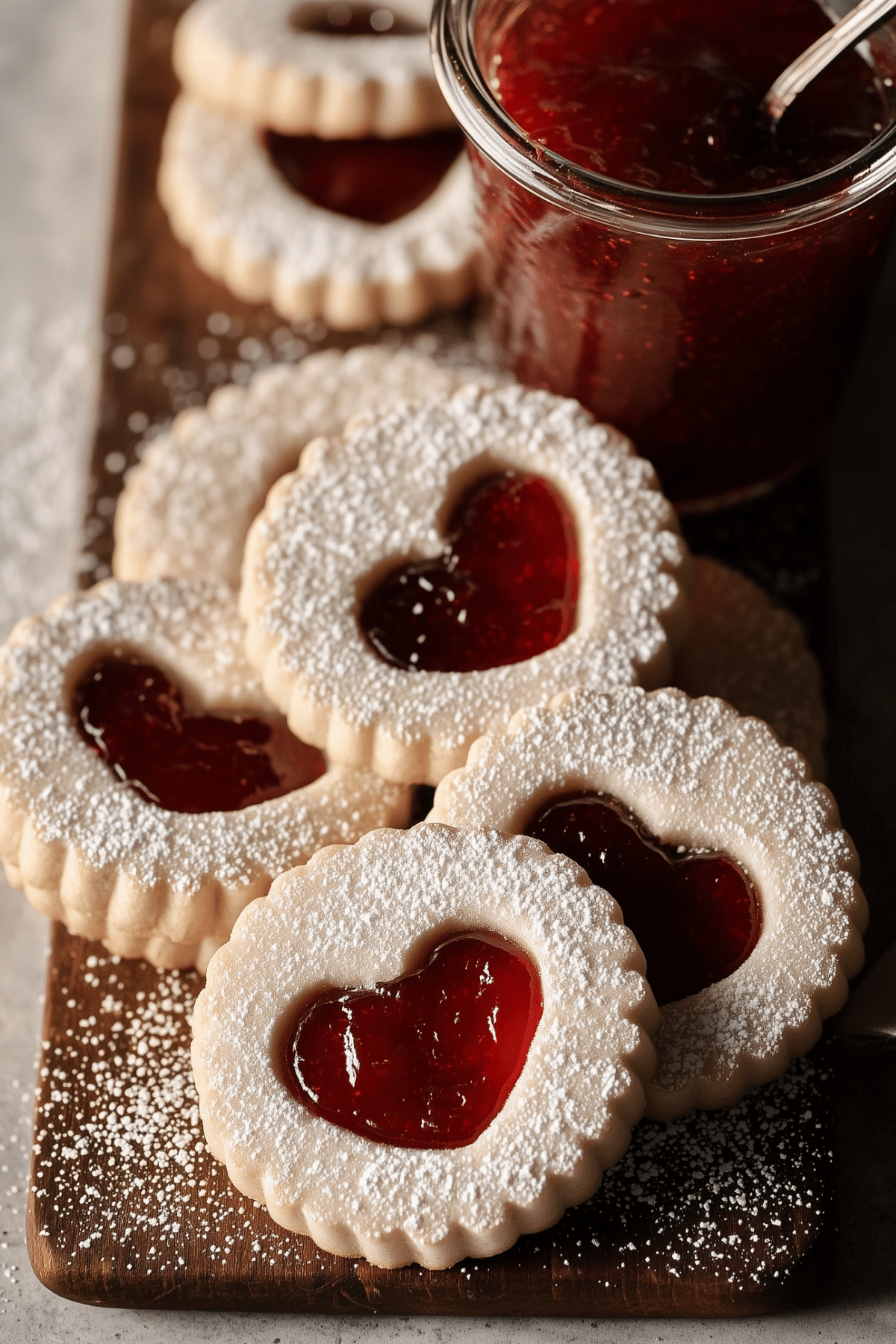 Jam cookies recipe with buttery shortbread and strawberry jam