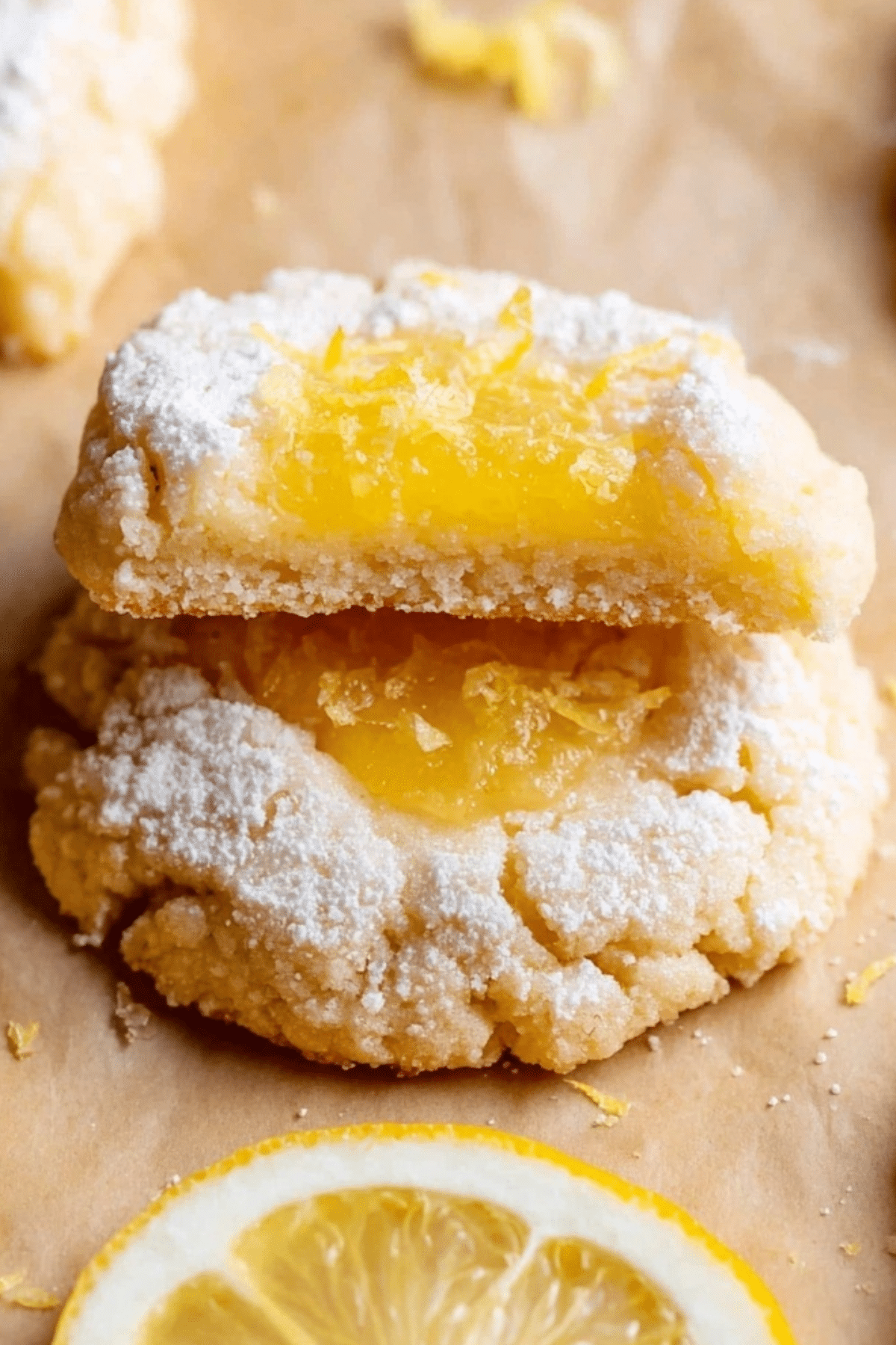 Soft and tangy lemon bar cookies filled with lemon curd