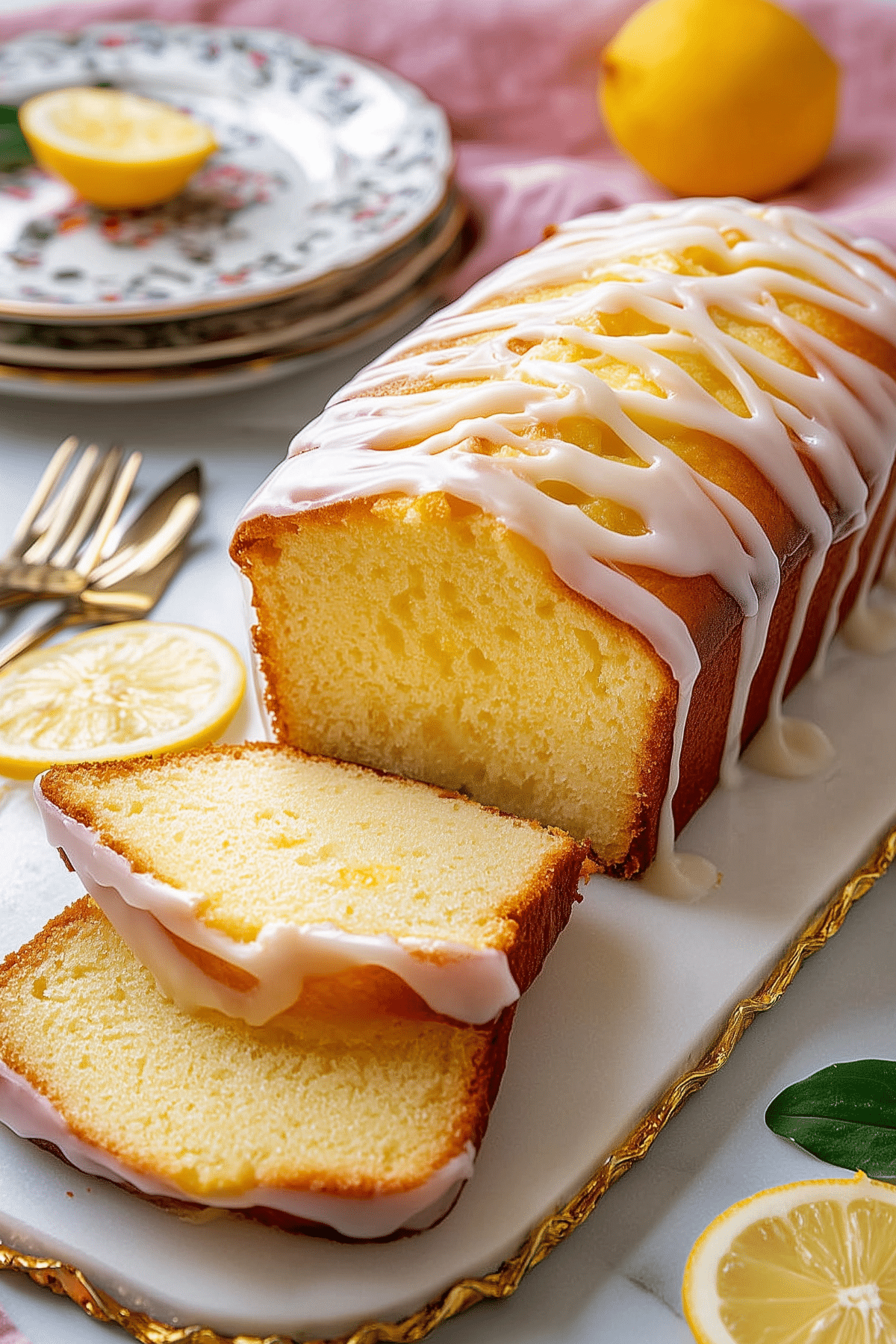 Best lemon loaf cake with icing and lemon zest
