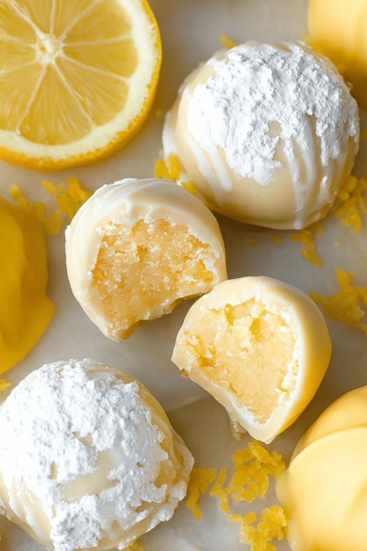 Creamy lemon truffles with a smooth texture and zesty flavor.