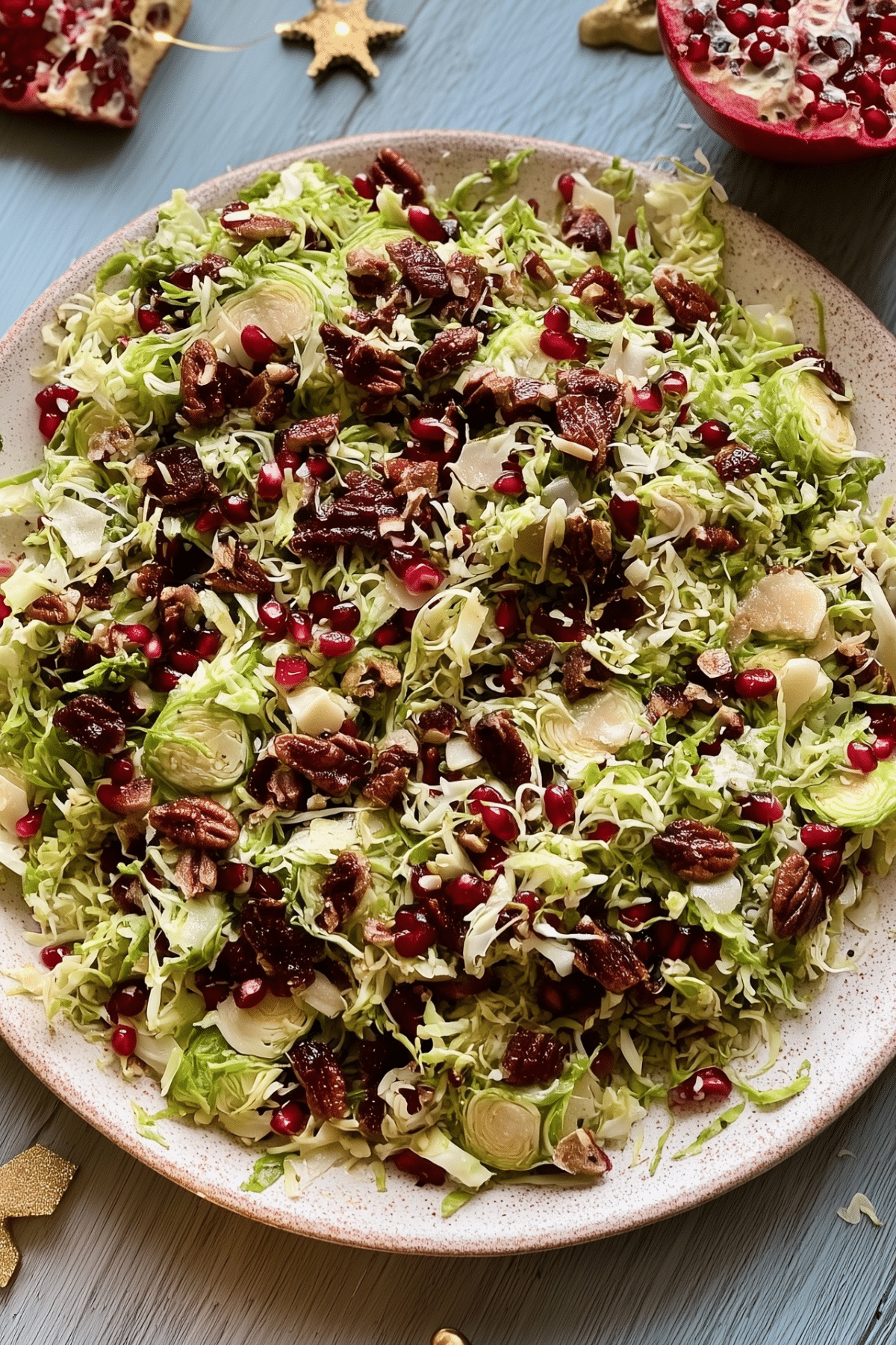 Shaved Brussels Sprout Salad with Pomegranate and Candied Pecans – A Healthy, Colorful Dish