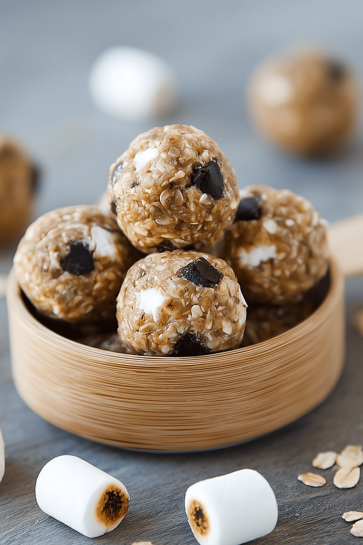 S’mores Energy Bites – Delicious, healthy, no-bake snack with oats, peanut butter, and marshmallow bits