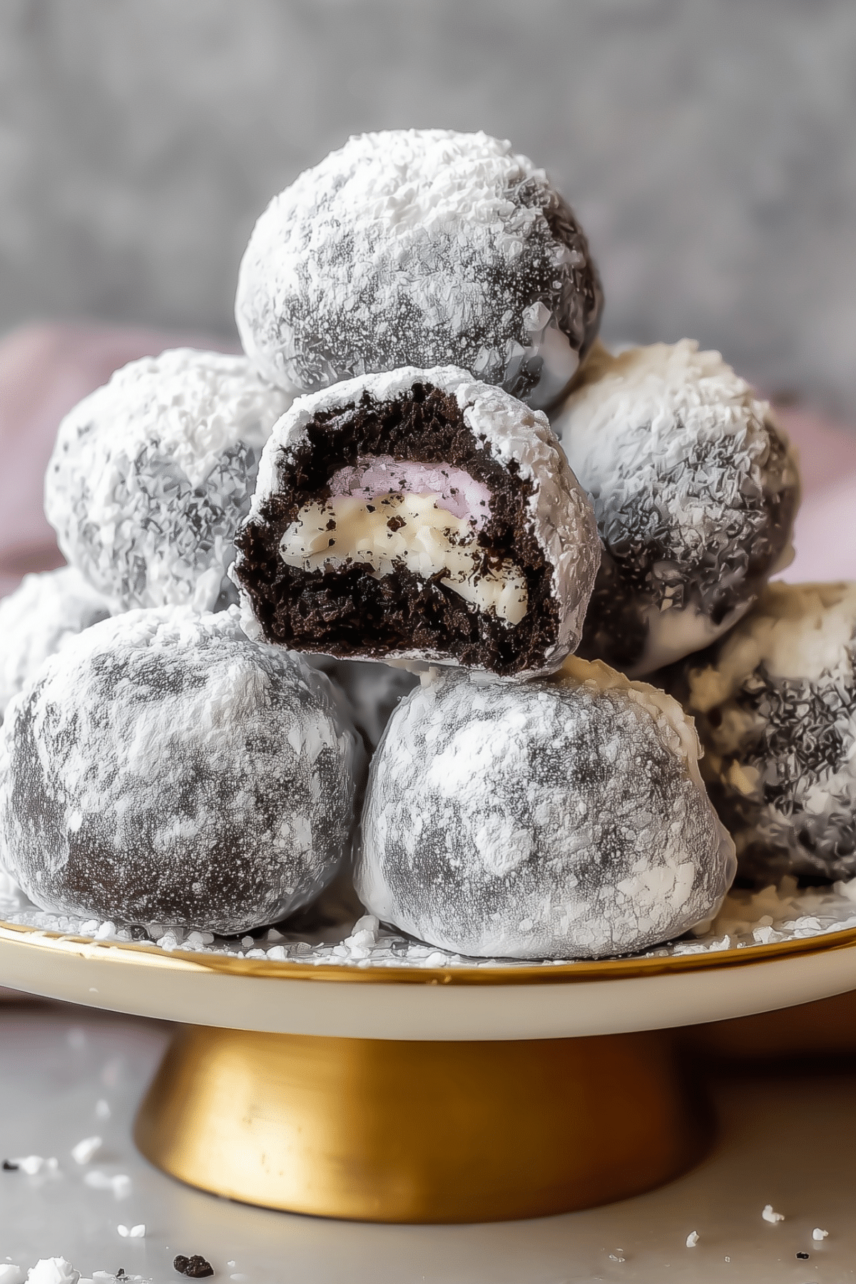 Snowball Oreo Cookie Balls no-bake dessert recipe