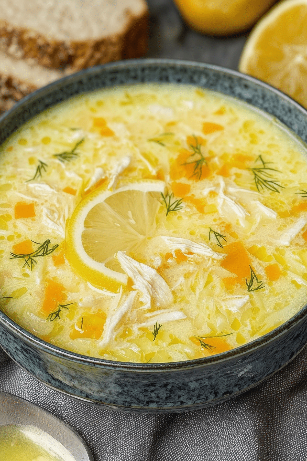 Delicious Avgolemono Greek Lemon Chicken Soup with egg and lemon broth