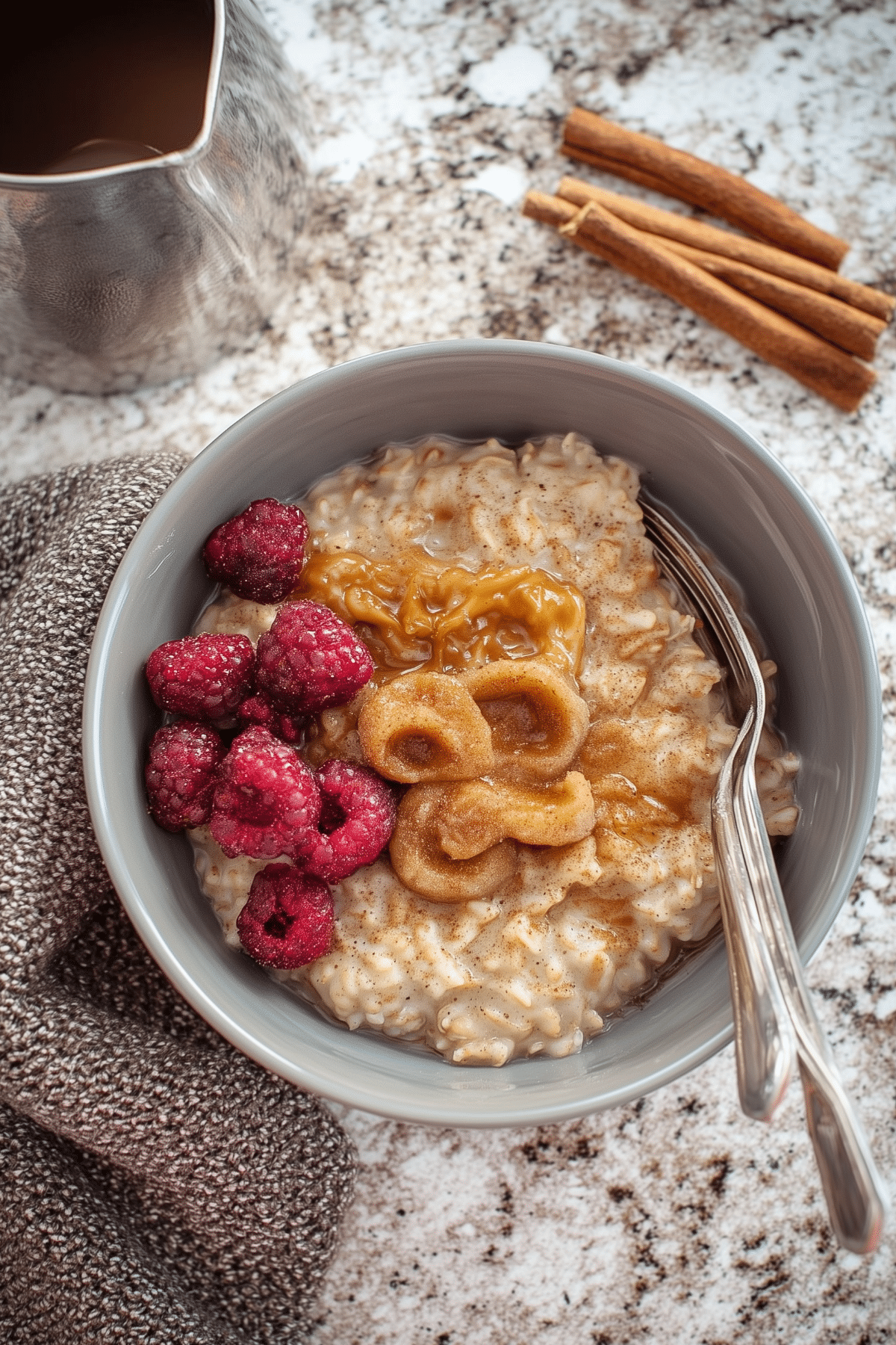 A delicious bowl of Brown Sugar Cinnamon Oatmeal topped with fruits and nuts