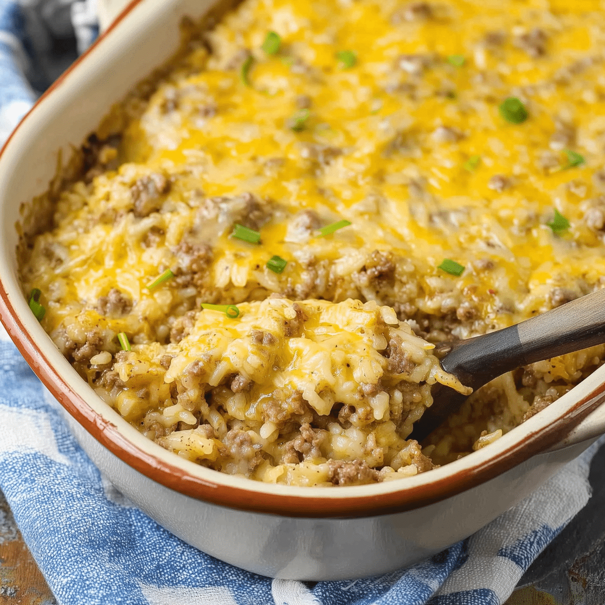 Cheesy Ground Beef and Rice Casserole | Easy Comfort Food - Mucha Munch