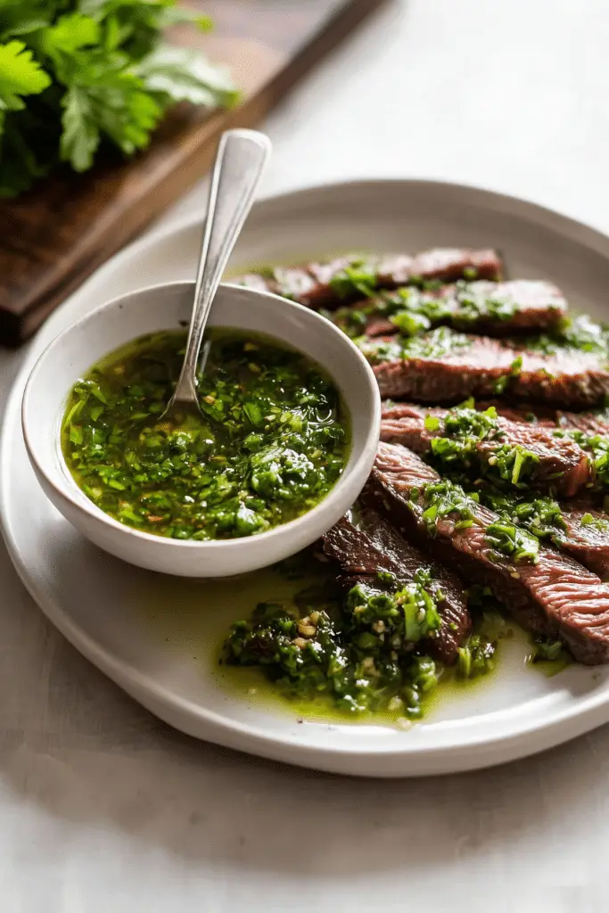 Authentic Chimichurri Sauce made with fresh parsley and garlic