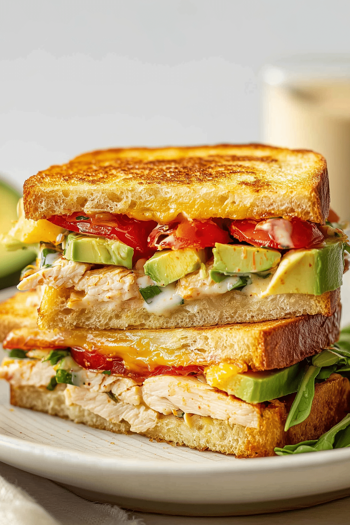 Chipotle Chicken Avocado Melt sandwich with avocado and chipotle sauce