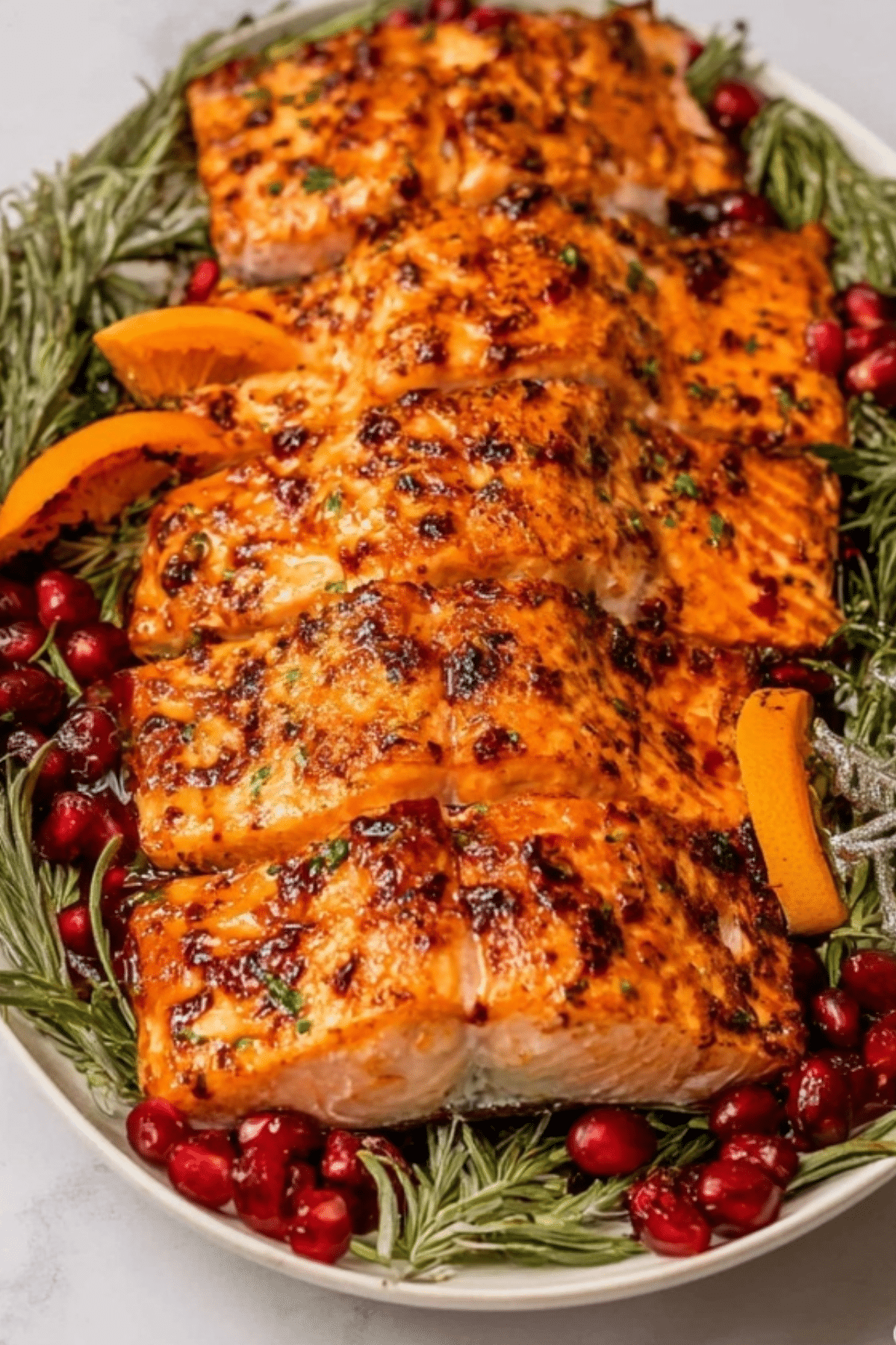 Christmas salmon recipe with pomegranate glaze and rosemary