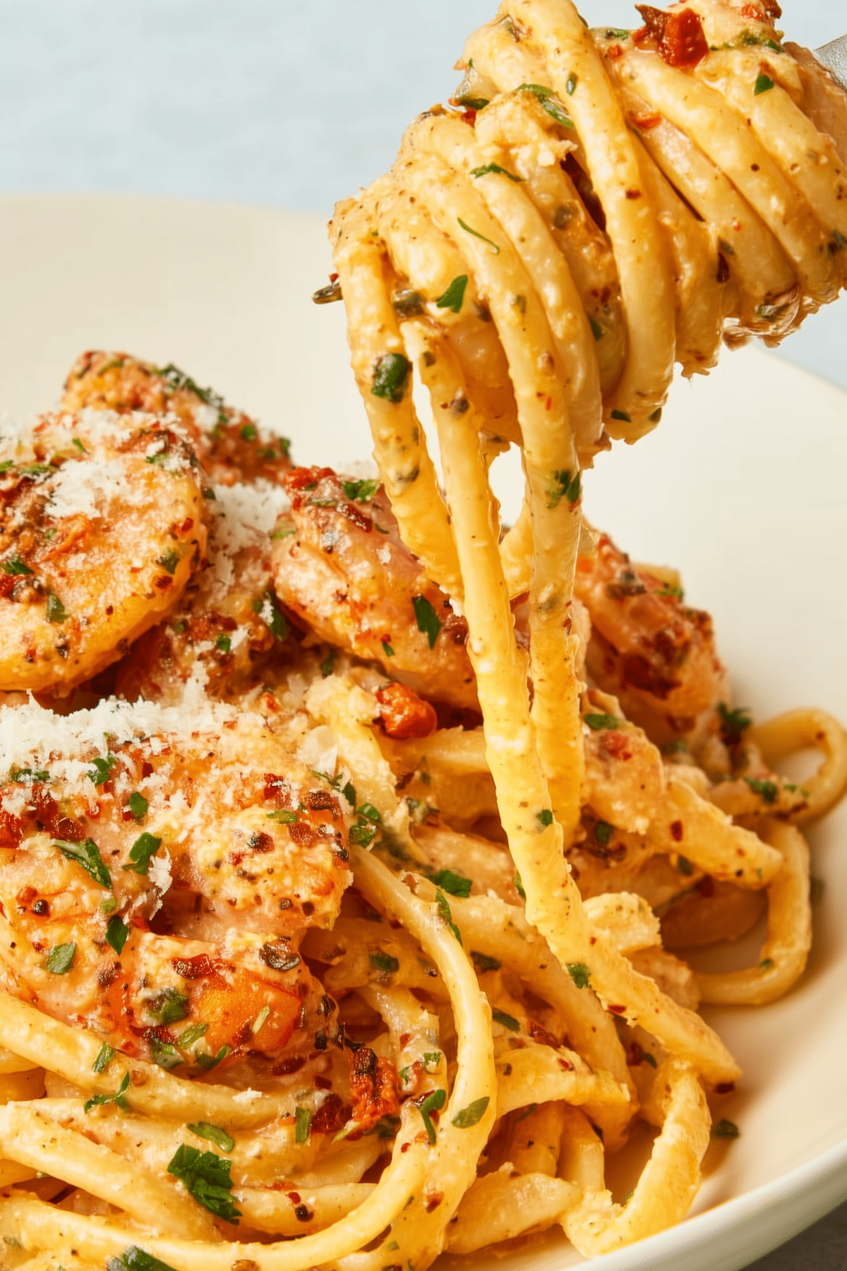 Creamy Cajun Shrimp Pasta with spicy shrimp and Parmesan sauce